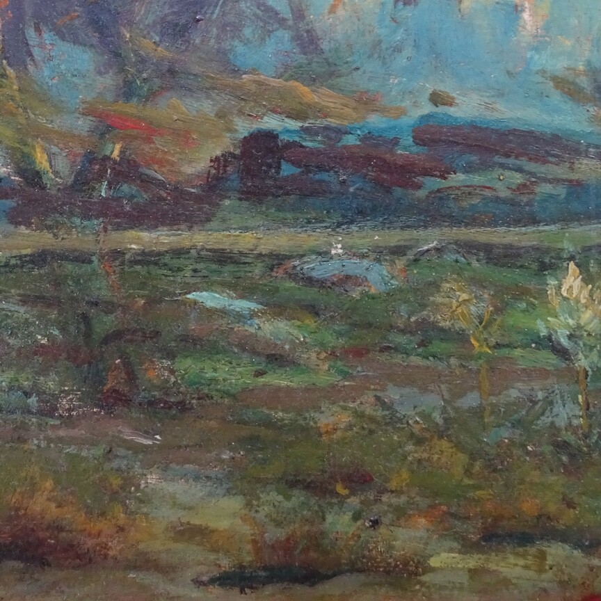 Antique American Southwest Impressionism Oil Painting Mountains A.T. Moran 14×10