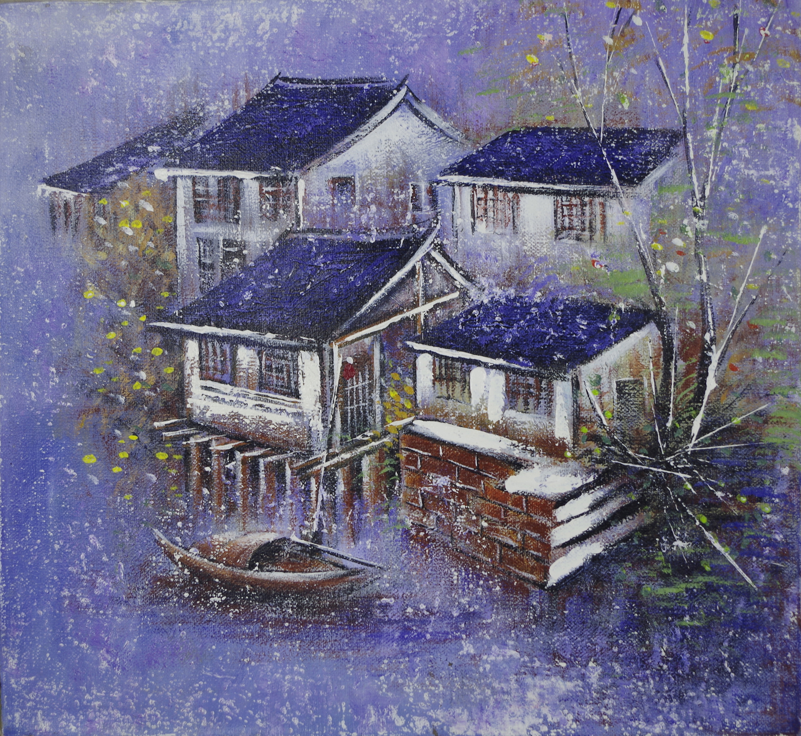 Single-piece Work Original Oil Painting Canvas Singed Customized House 36*40cm