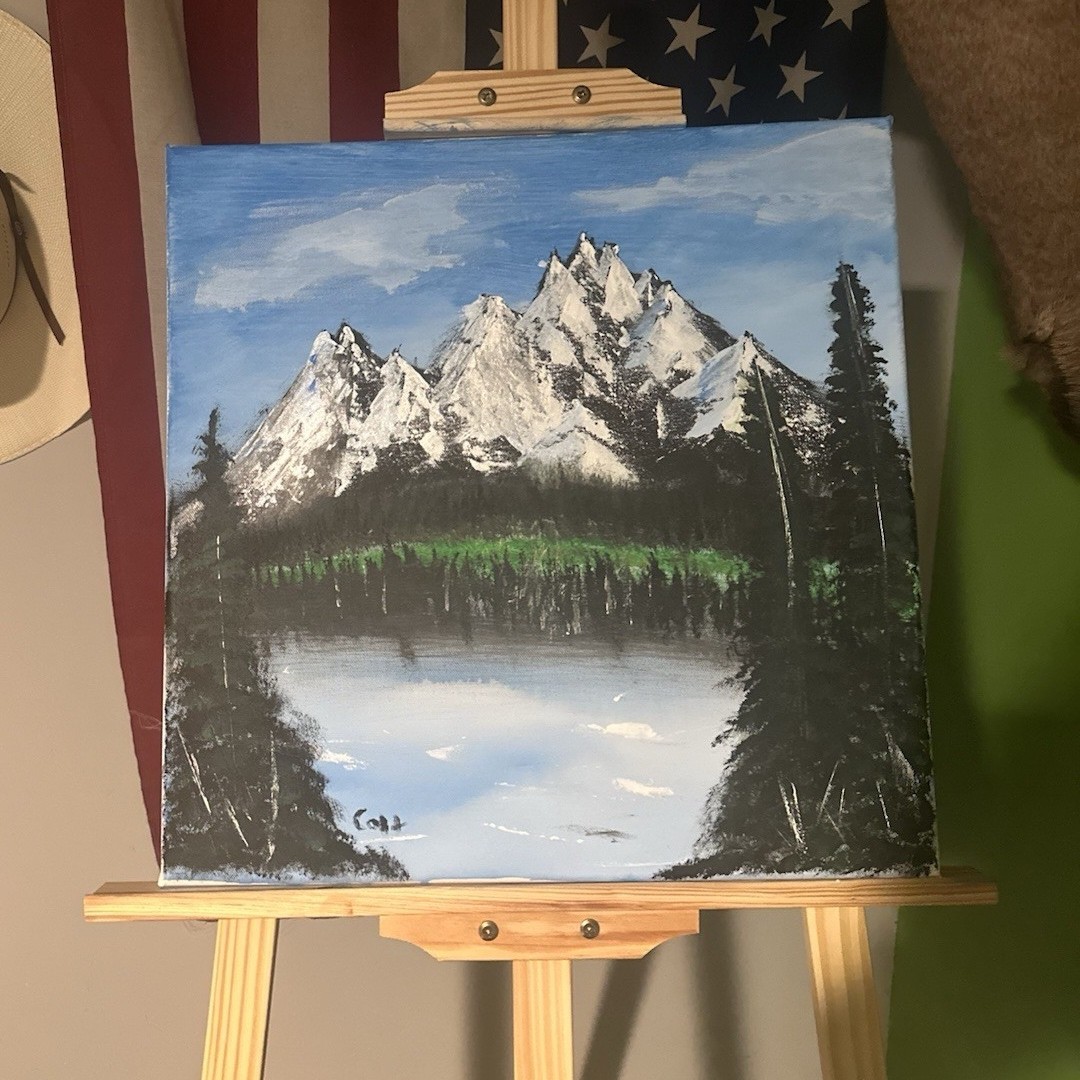 Hand Painted Acrylic Mountain scene