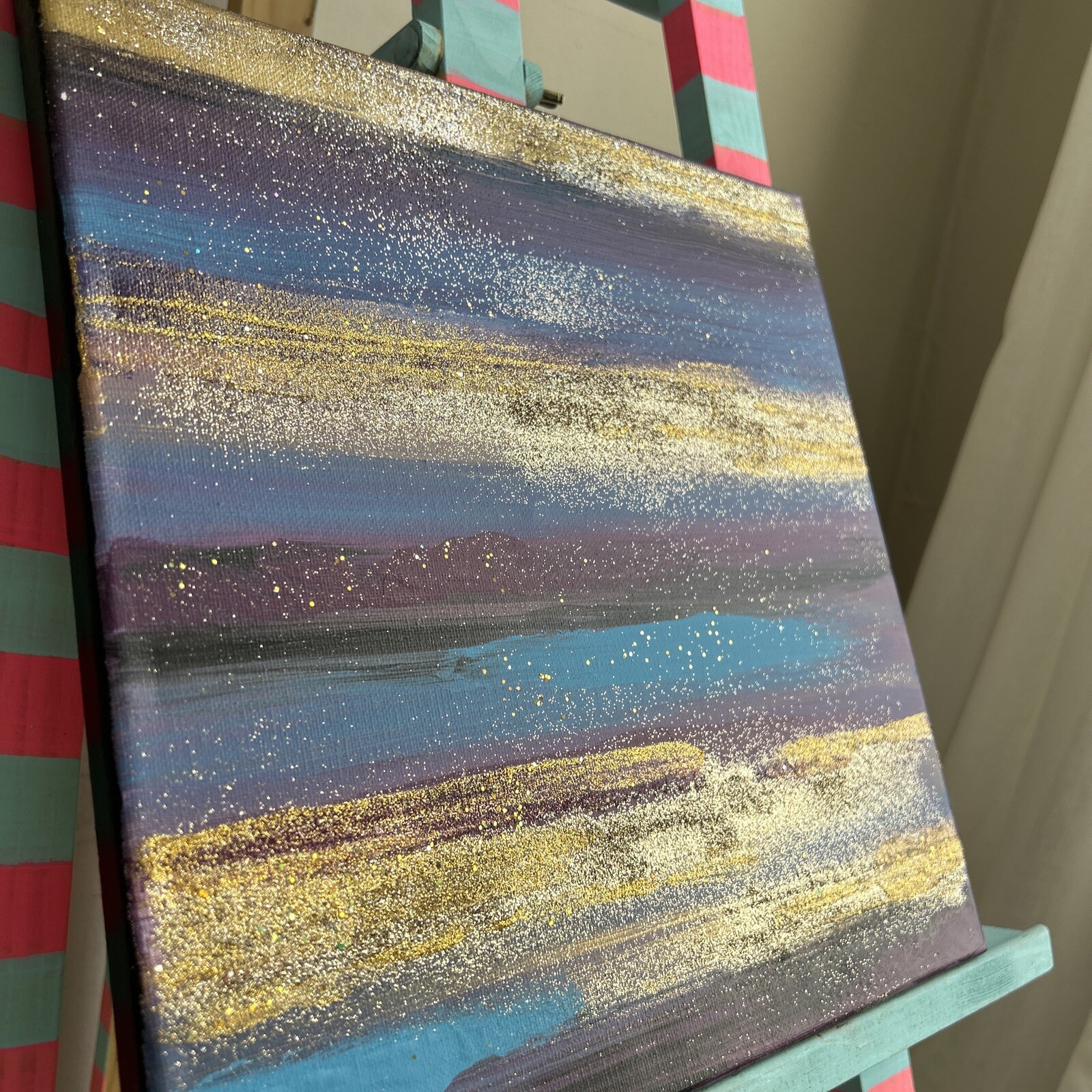 Original Kayla Braden “Midnight” Acrylic Abstract Glitter Painting on Canvas 🌙