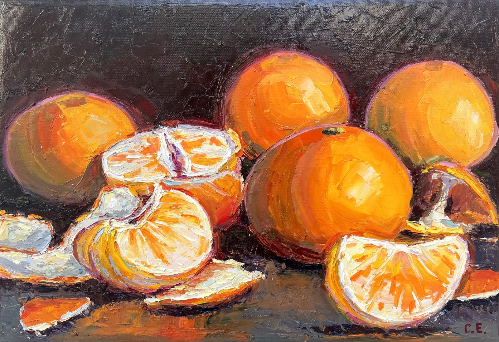 Still life painting Original art Impressionism Oil on canvas by E Chernyakovsky