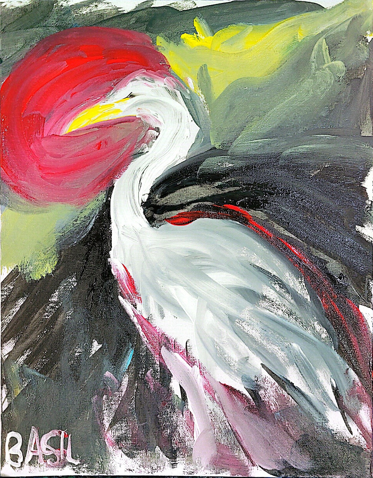 Stork Unique Abstract Expressionism Wall Art Canvas Board 11×14