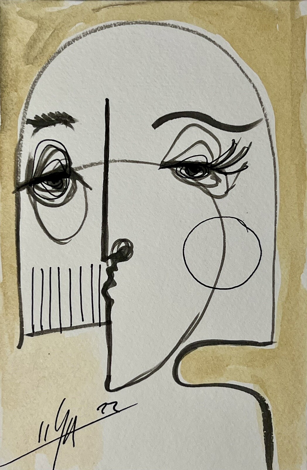 ORIGINAL PAINTING INK/WATERCOLOR ON CANSON PAPER 4”x6”CUBAN ART By LISA.