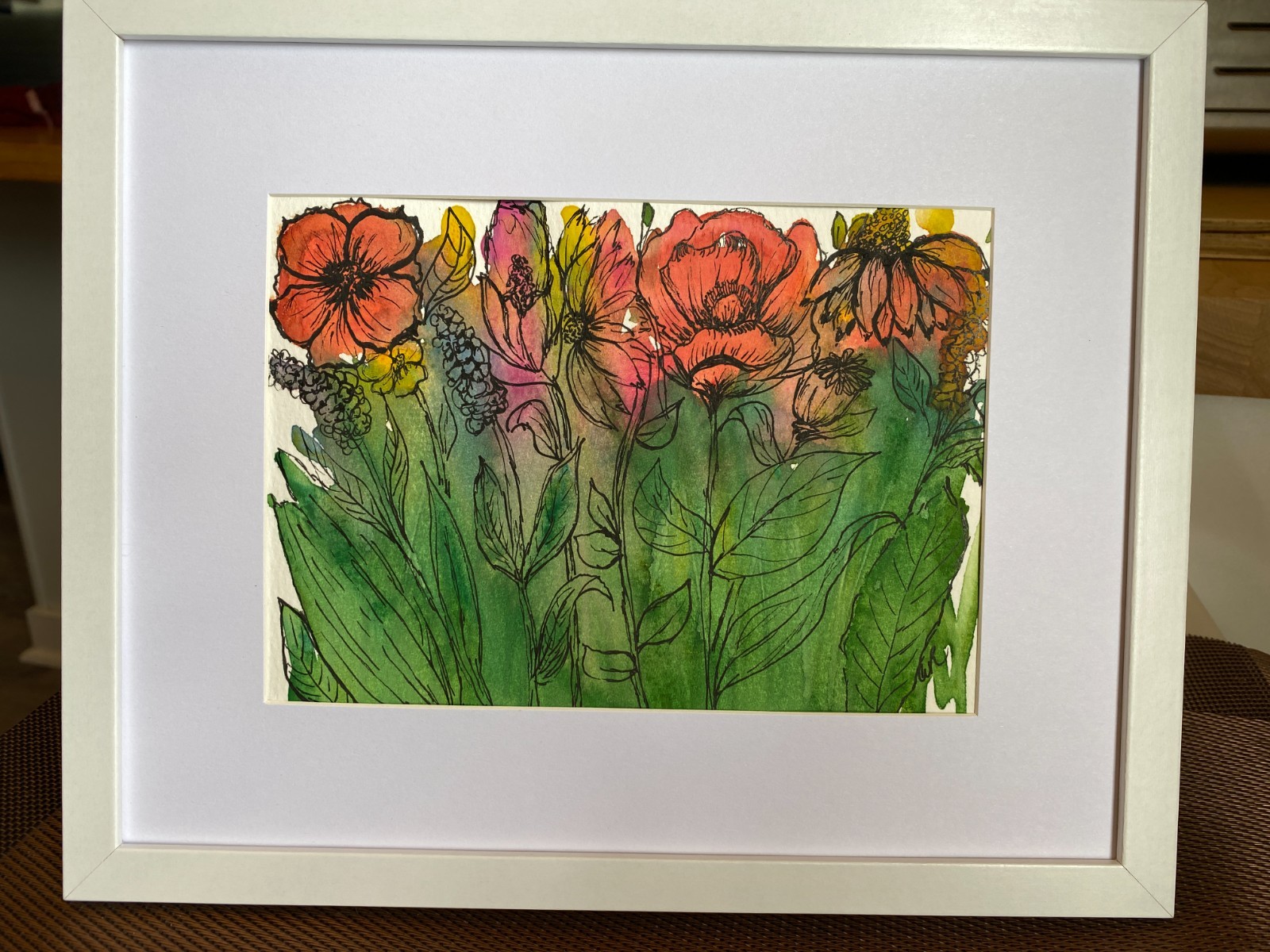Original watercolor 7 in x 5 in «Through the Weeds 3» by Angel Rose
