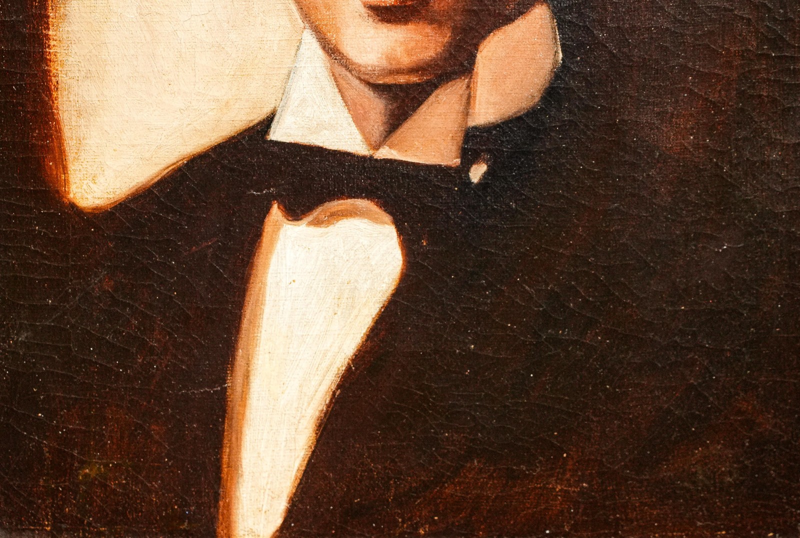 Formal Portrait Antique Framed Oil Painting Man in Tuxedo Fashion