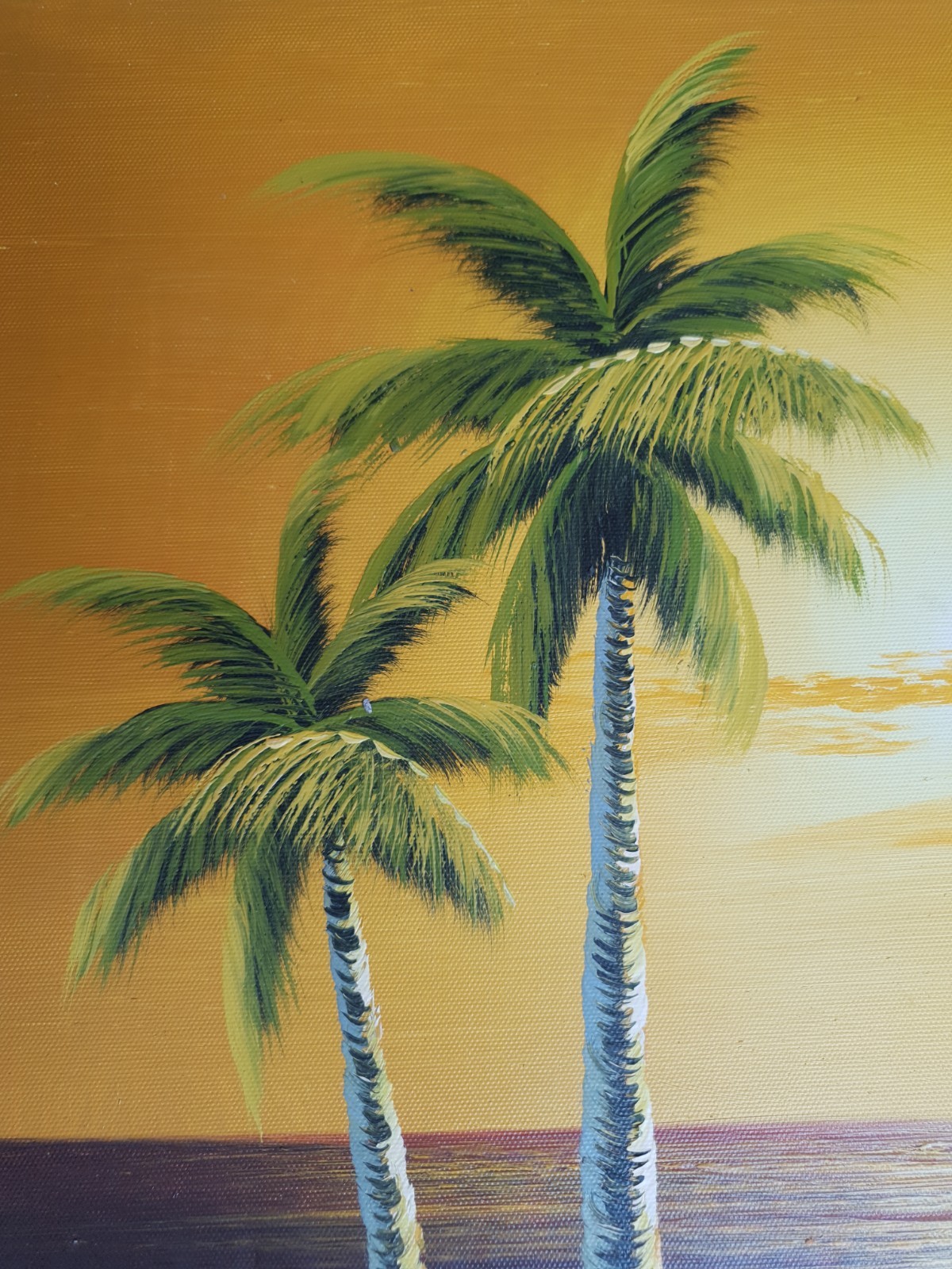 Key West Tropical Palm Tree Beach Original TOCCI Oil Painting 25×21 Art Ocean FL