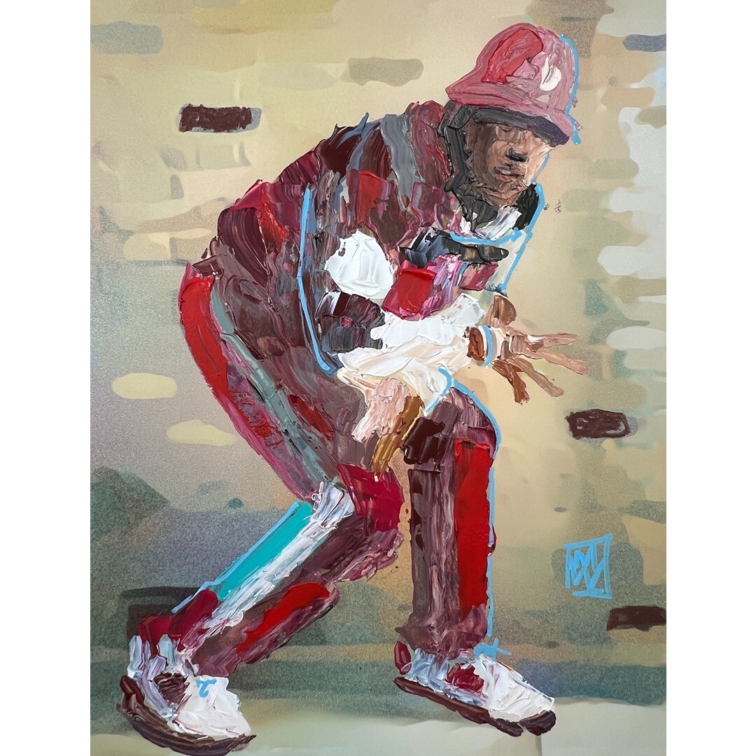 ORIGINAL Abstract LL Cool J 1980s Red Roo Hat Hip Hop Music Wall Art Painting