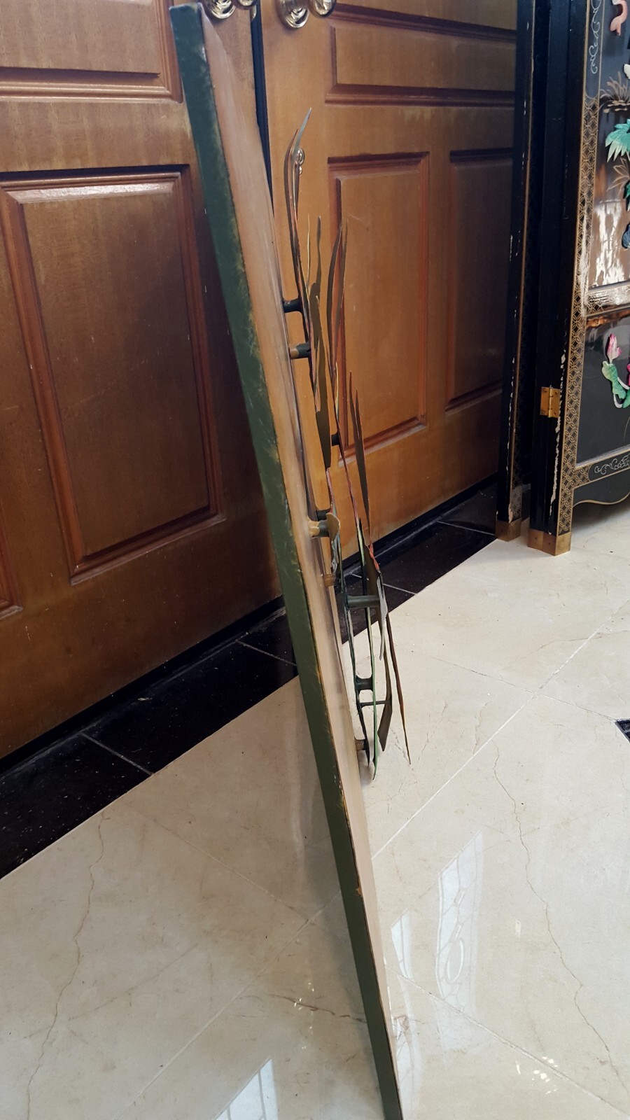 ORIG SIGNED ROMEY 3DIMENSIONAL Oil Painting METAL BIRD OF PARADISE Flowers PERU!