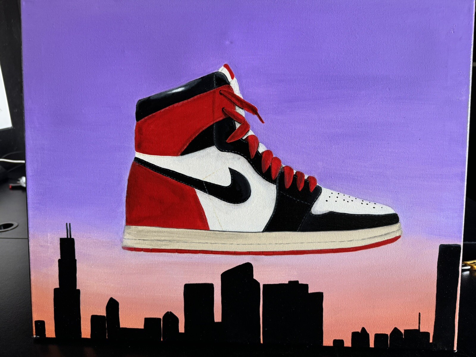MICHAEL JORDAN Black Toe Jordan Painting 23 CHICAGO BULLS THE GOAT Original Art