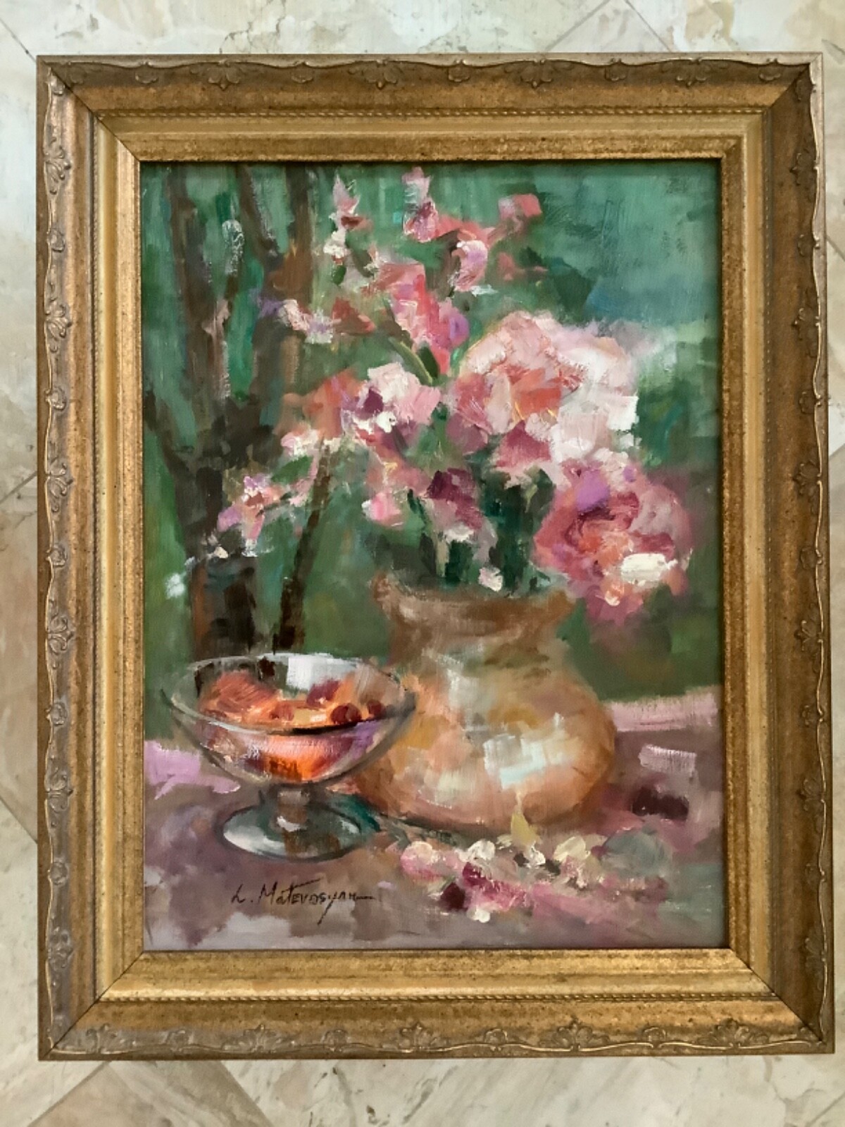 Original Framed Impressionism Oil Art Floral Still Life Signed