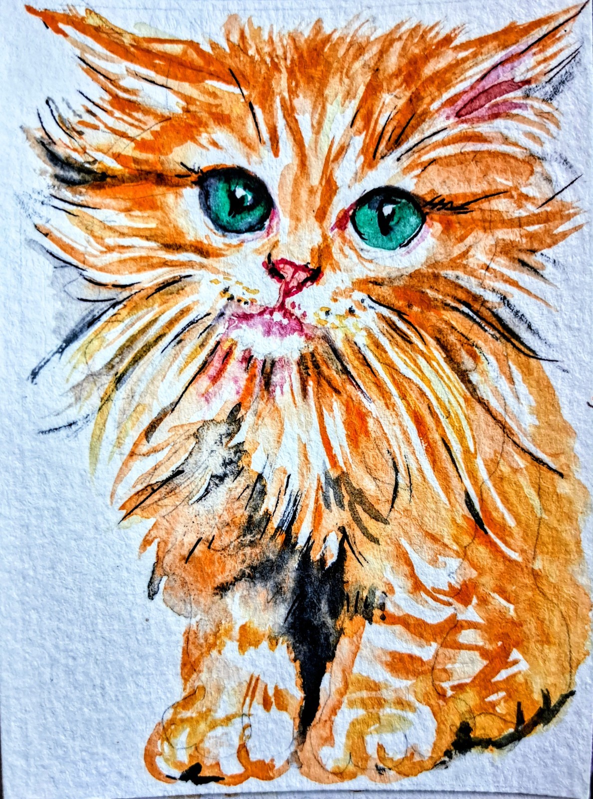 ACEO orange tabby Kitten cat art painting,pet lover bestgift,home design2.5×3.5