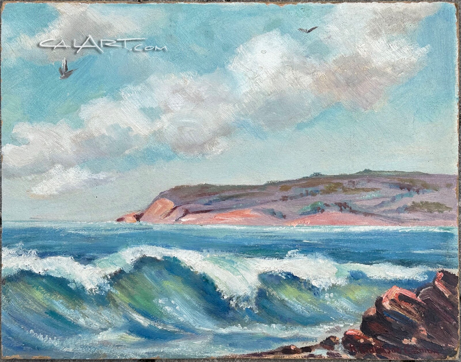 1930s Historic La Jolla, CaLiFoRnia Coastal Oil Painting by Roi Clarkson Colman