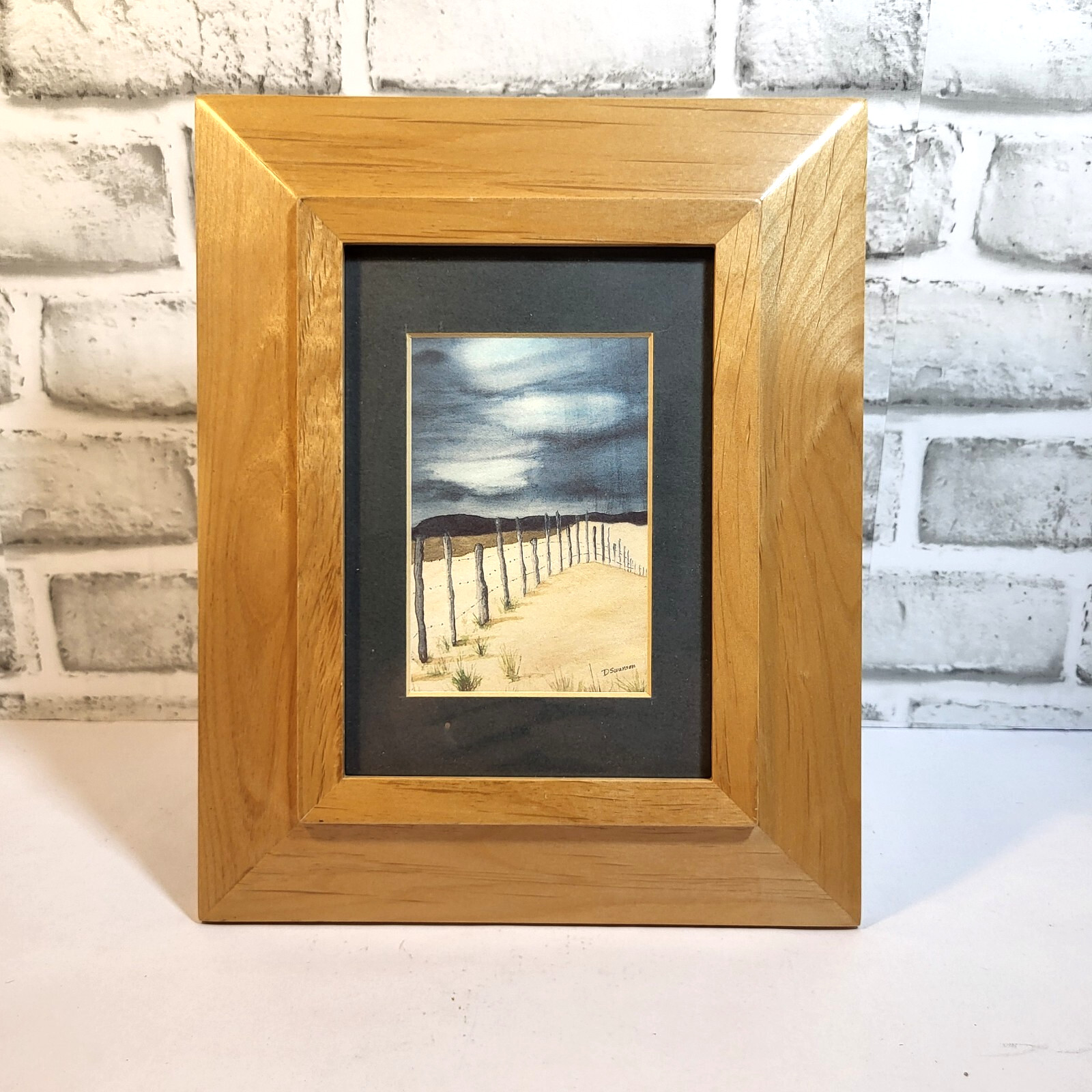 Original Watercolor Stormy Desert Sky Scene Signed D. Swanson Framed