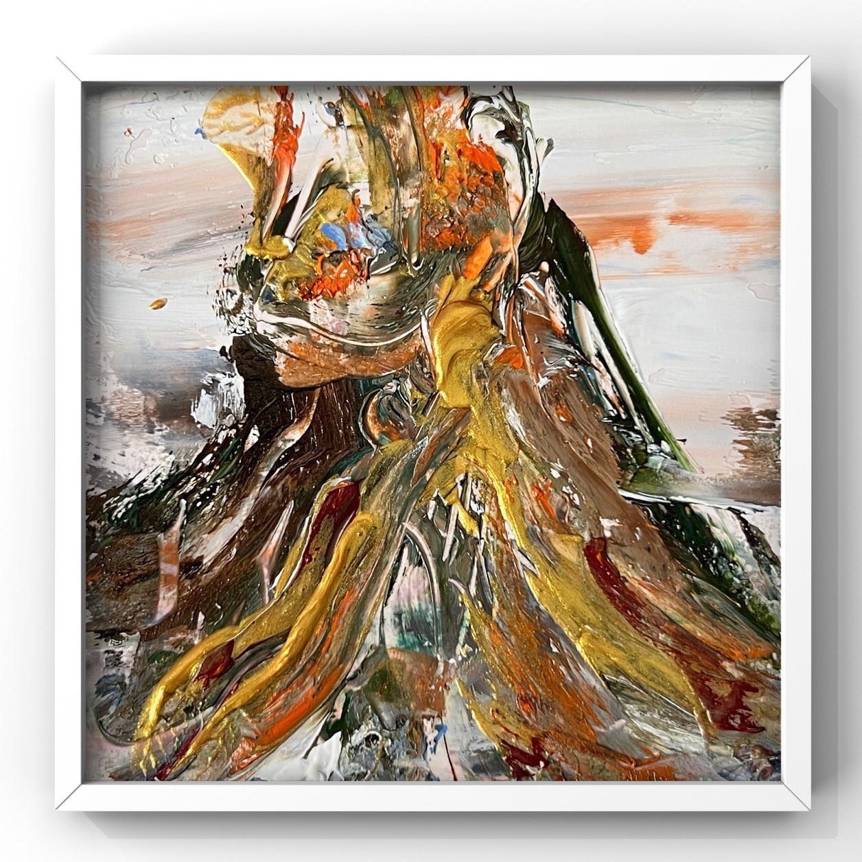 Hawaiian Volcano Power Framed Art Textured Lava Island Coastal Abstract Mini Art