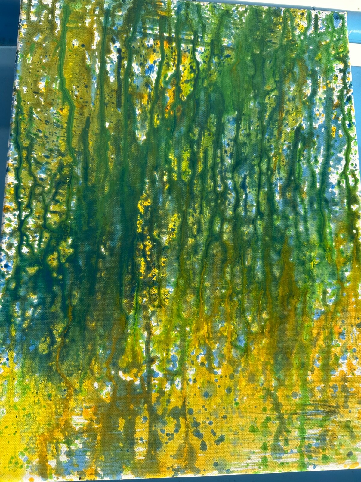 7 year old artist 12 x 16 blue/green/yellow