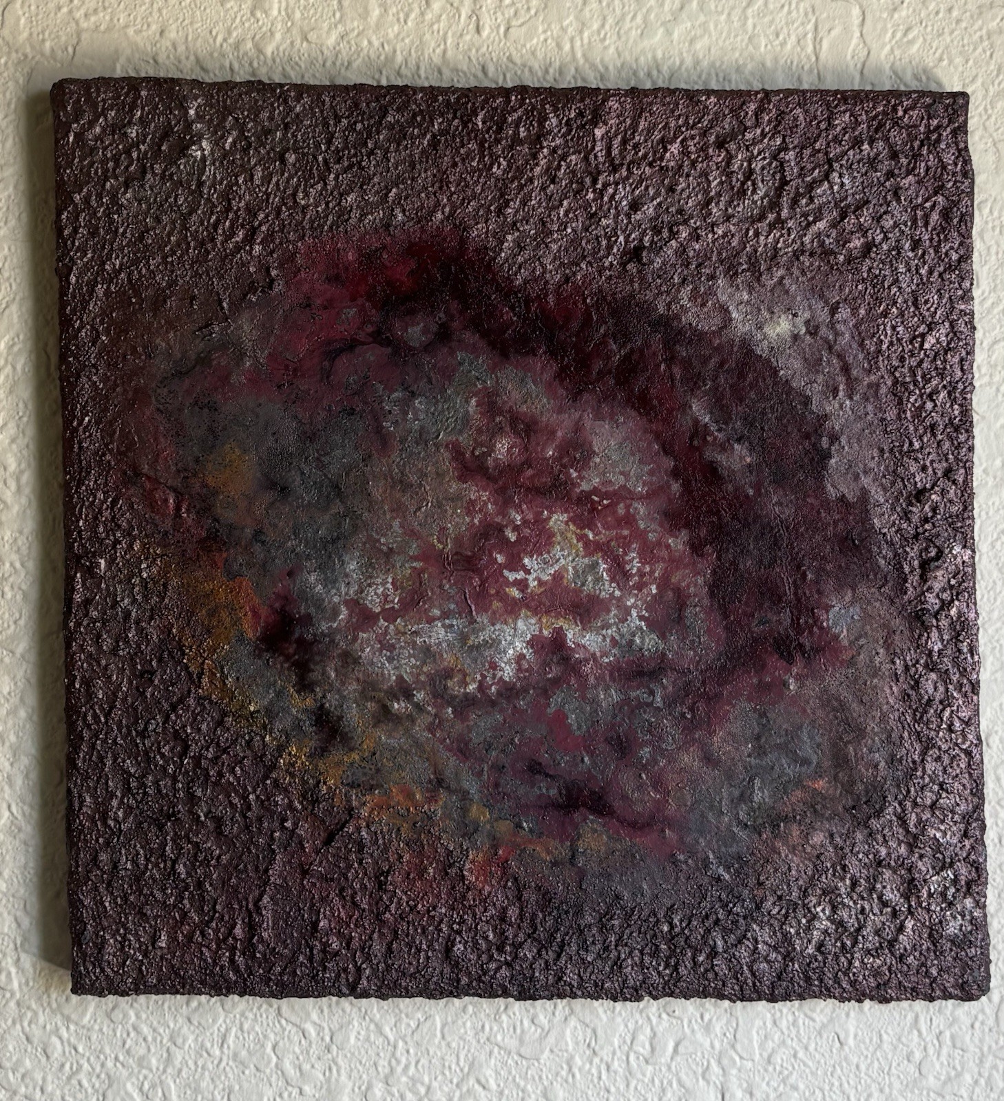 OOAK Original Abstract Textured Painting “Burnt Galaxy” 30x30cm Canvas Art