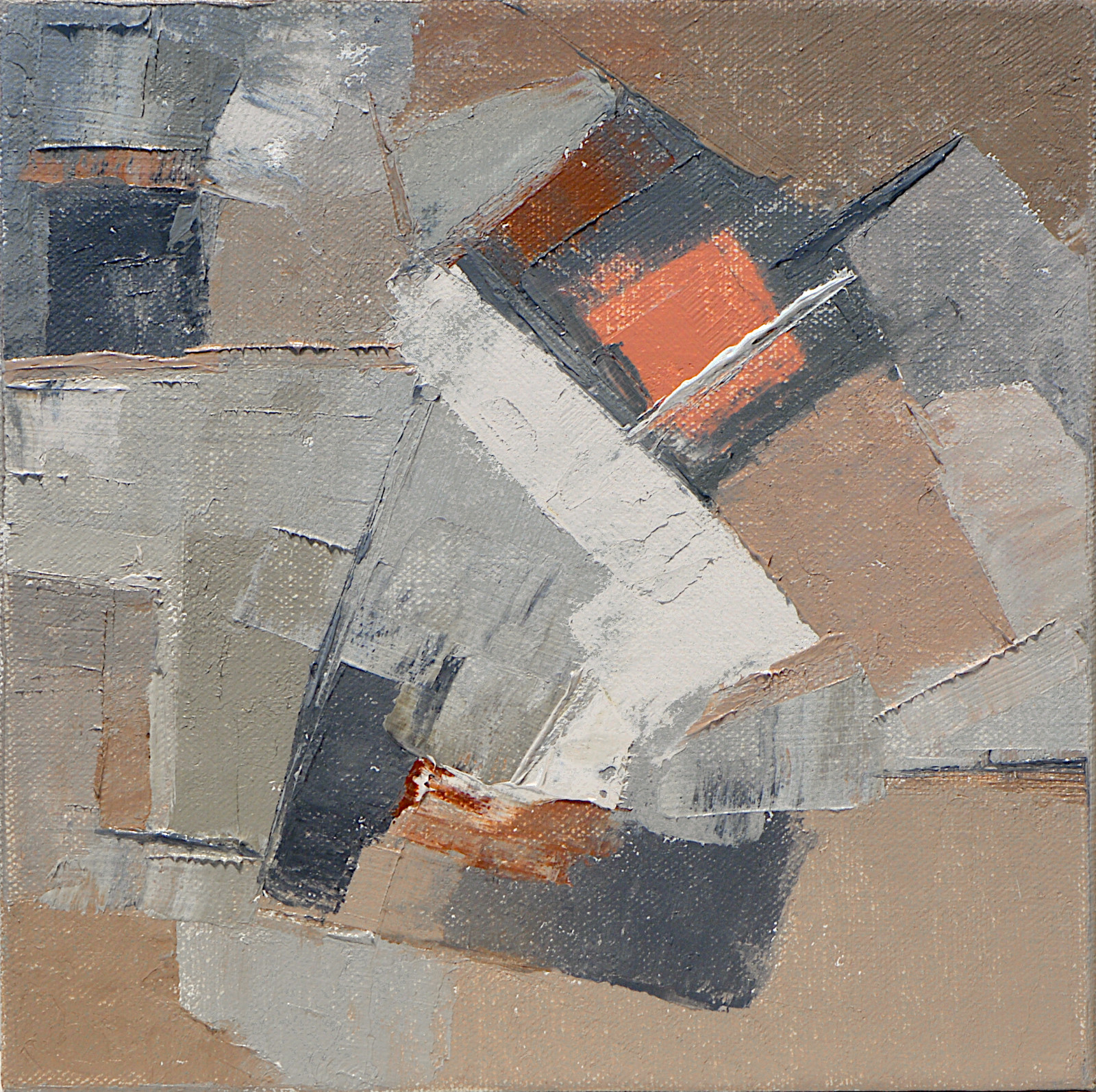 Small Abstract Oil Painting Framed, Textured Geometric Modern Wall Art