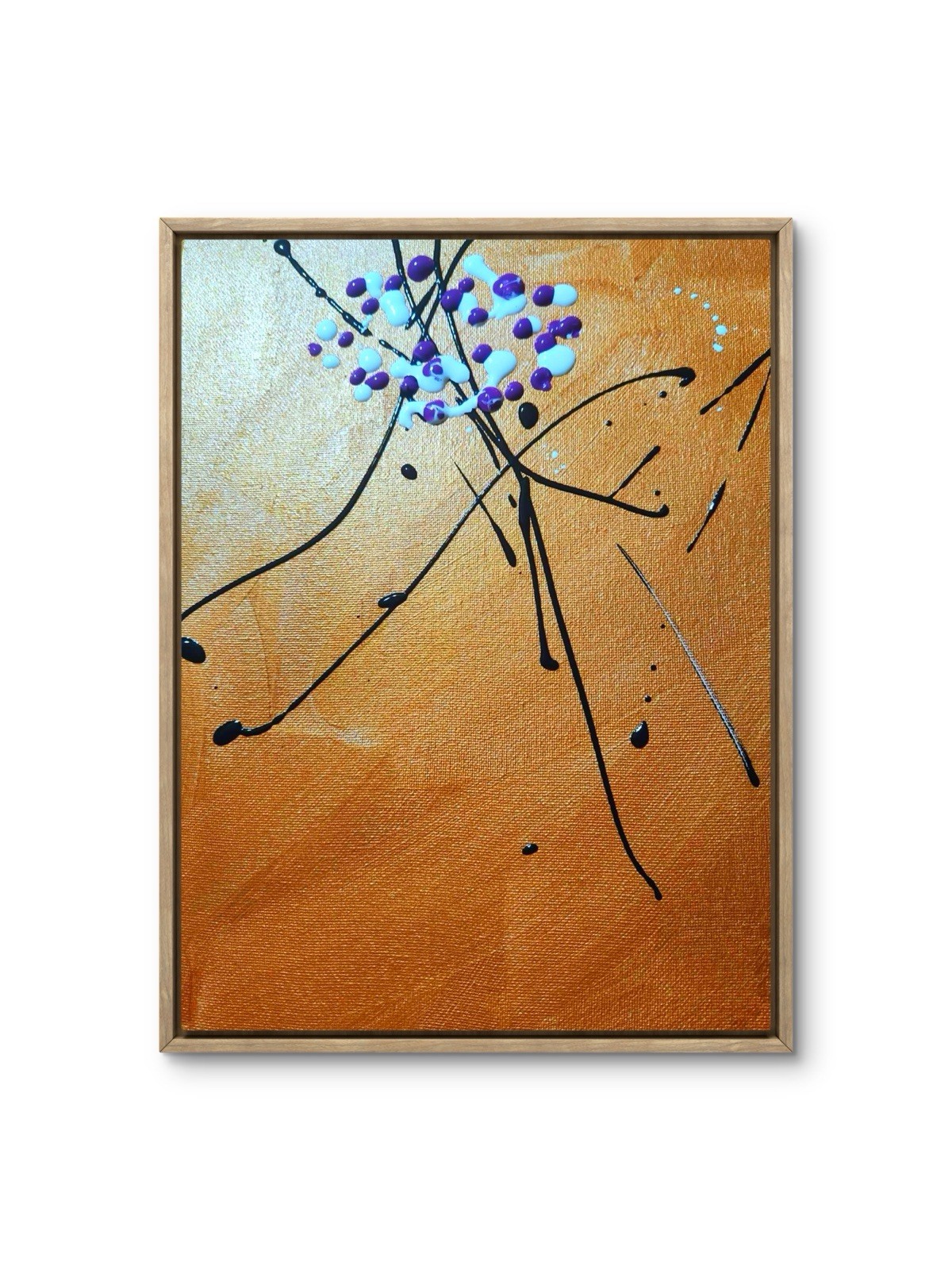 Abstract Berries Bronze White Purple Modern Original Art 14X11 Canvas Acrylic