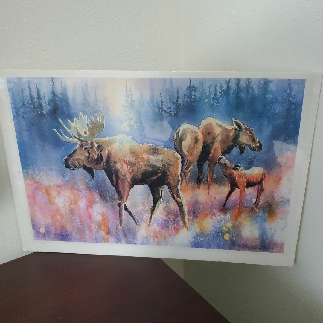 Moose by Artist Cheri Govertsen Greer Alaska Signed Print Of Watercolor