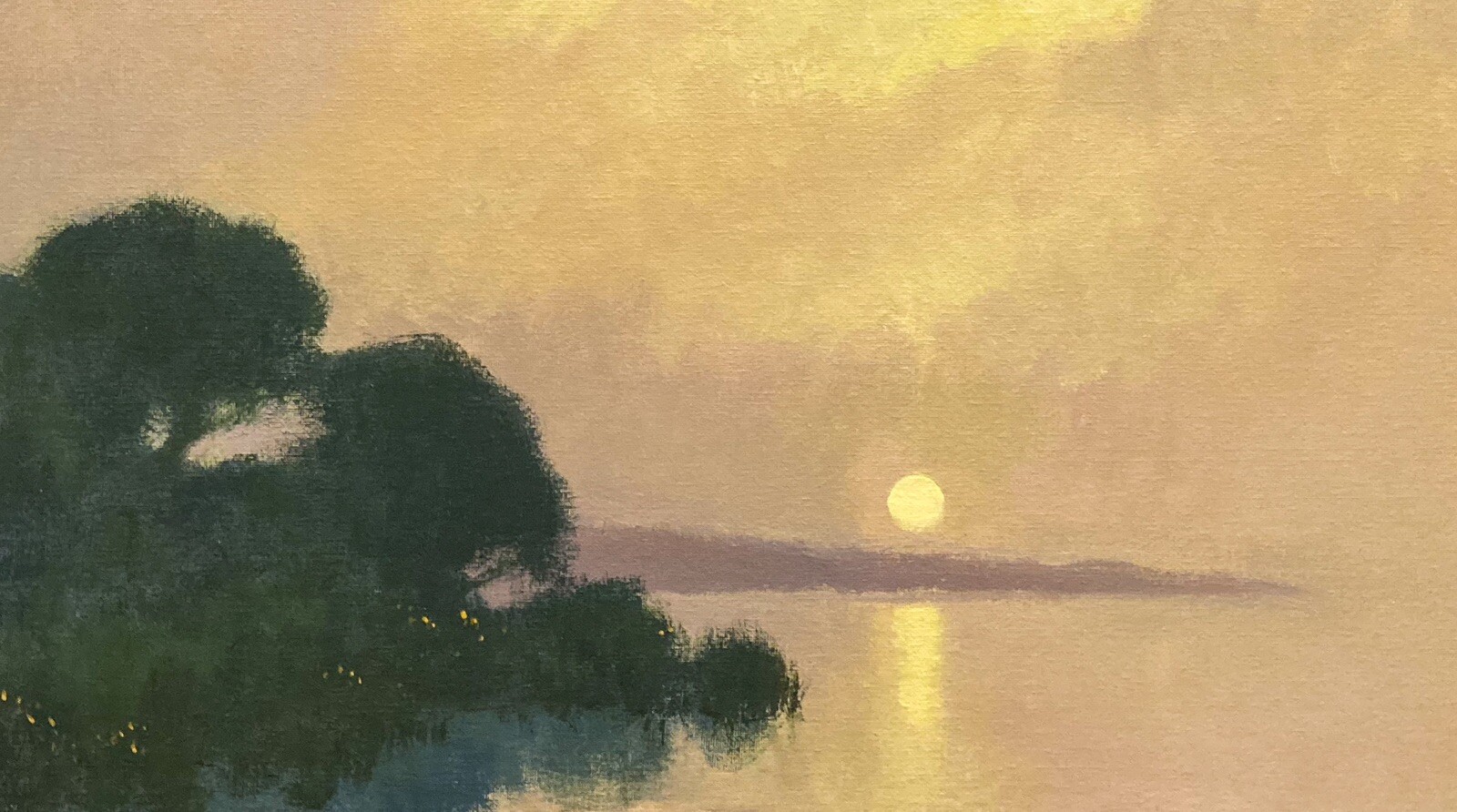 Large 16×20 Landscape Twilight Marsh Realism Art Oil Painting Impressionism