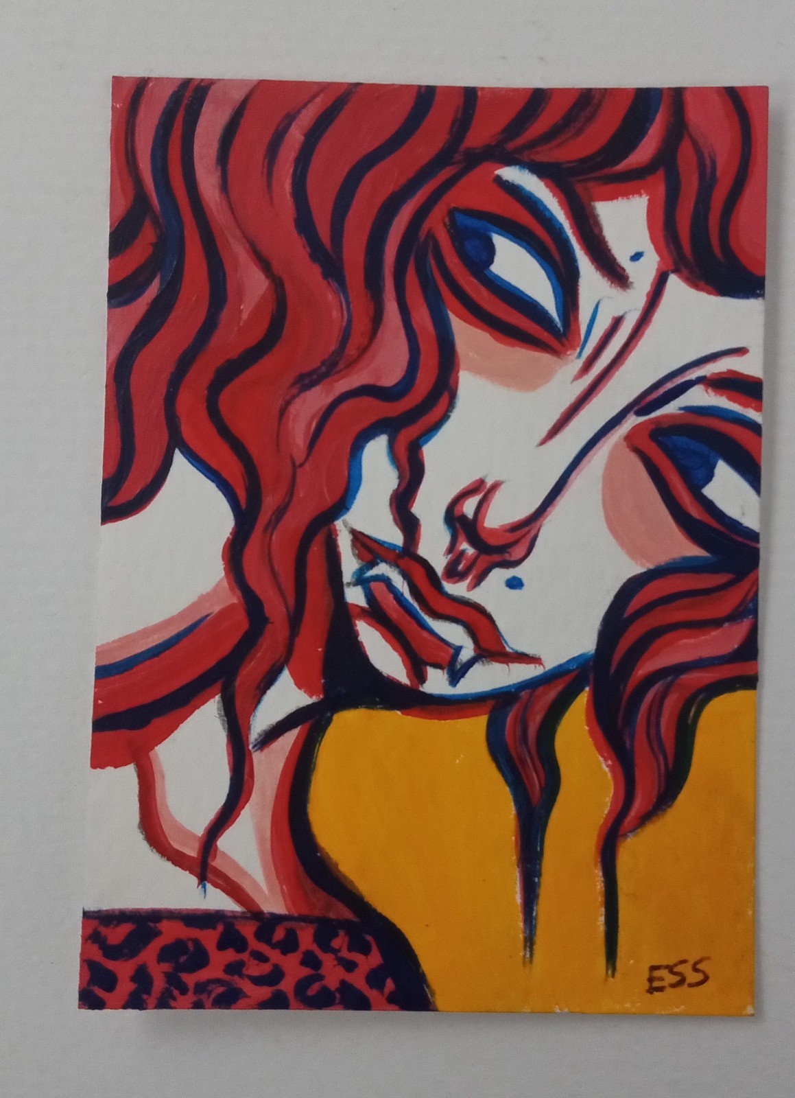 OOAK ACEO Figurative Art Card, Girl Art By ESS22, 3.5 x 2.5 in., Unframed