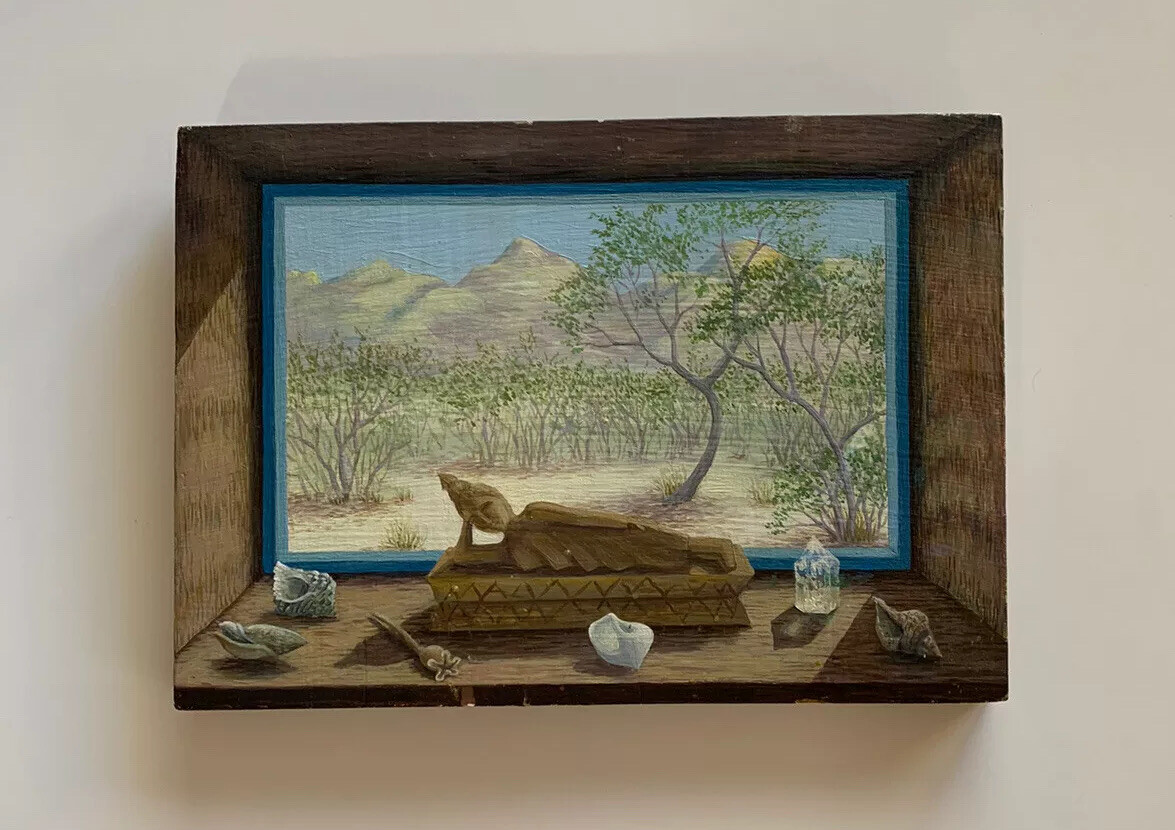 Vtg Painting Healing Arizona Landscape Meditation Zen Buddhist Wood Relaxation