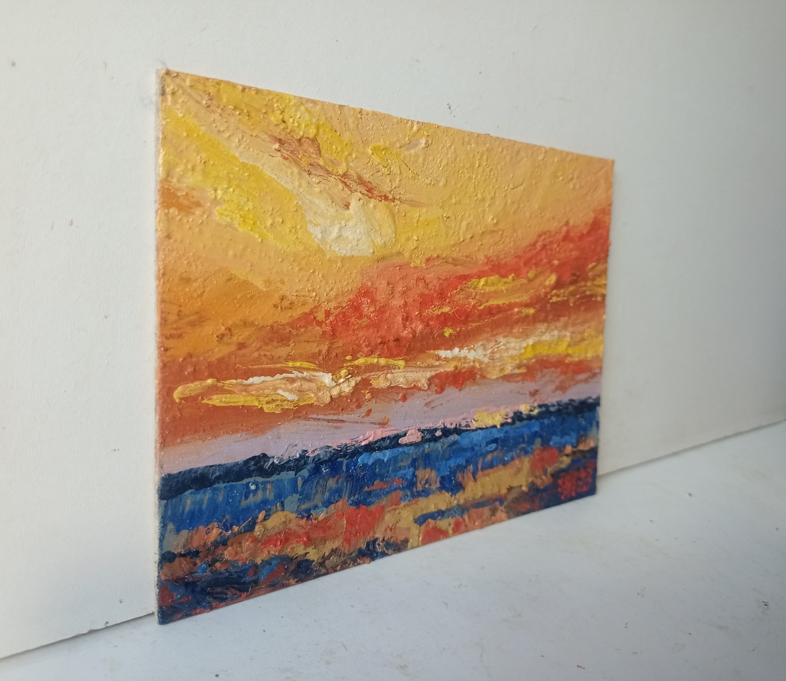 Sea Impasto Painting Original Art Impression Oil Painting 7 x 5 in