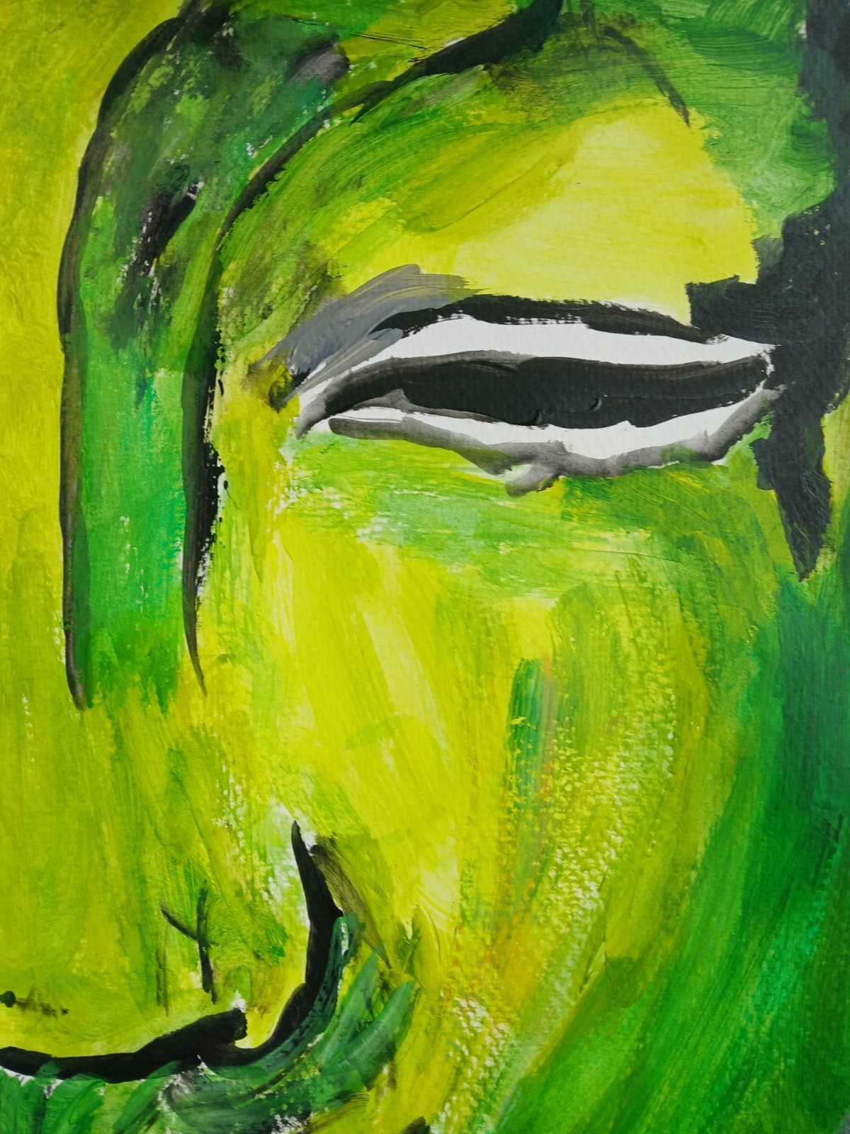 Expressionism/Abstract Green Statue 11×14 Signed Colorful Hand Made Painting