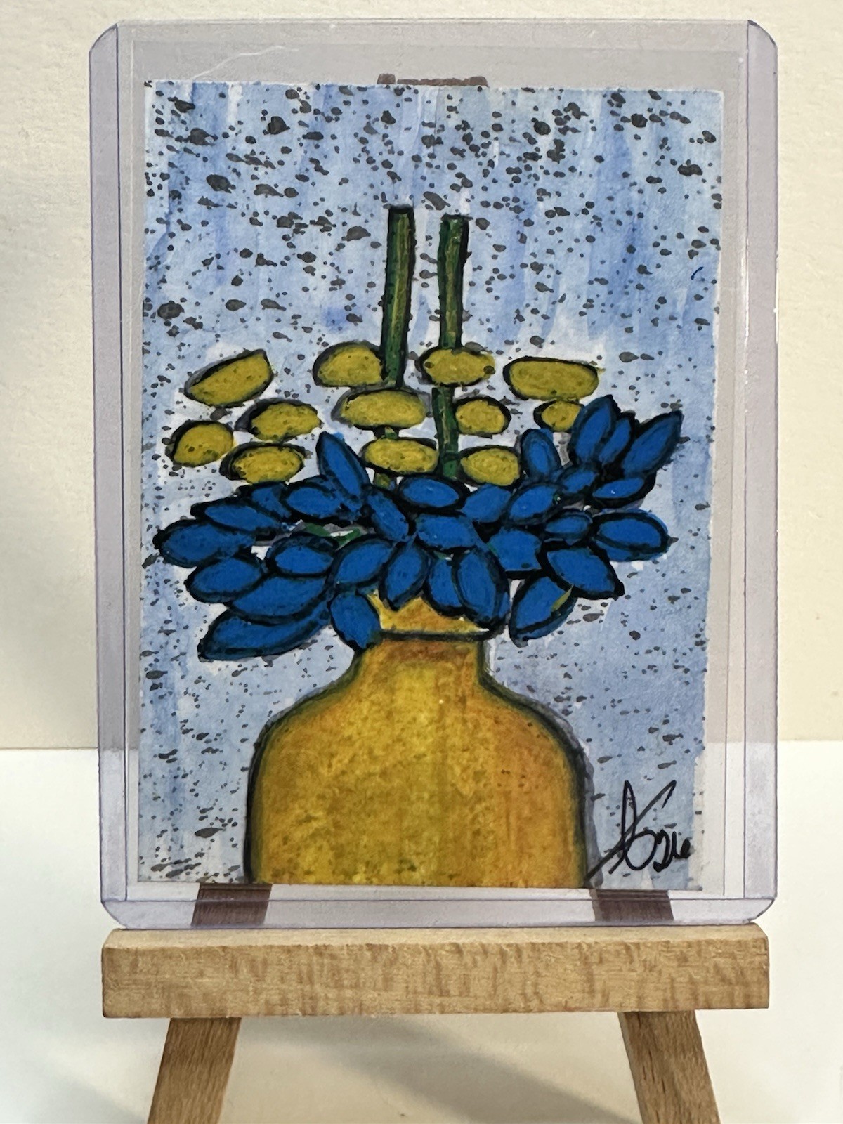 ACEO Artist Card Hand Painted Original Acrylic/Paper 2.5 in x 3.5 “Still Life”