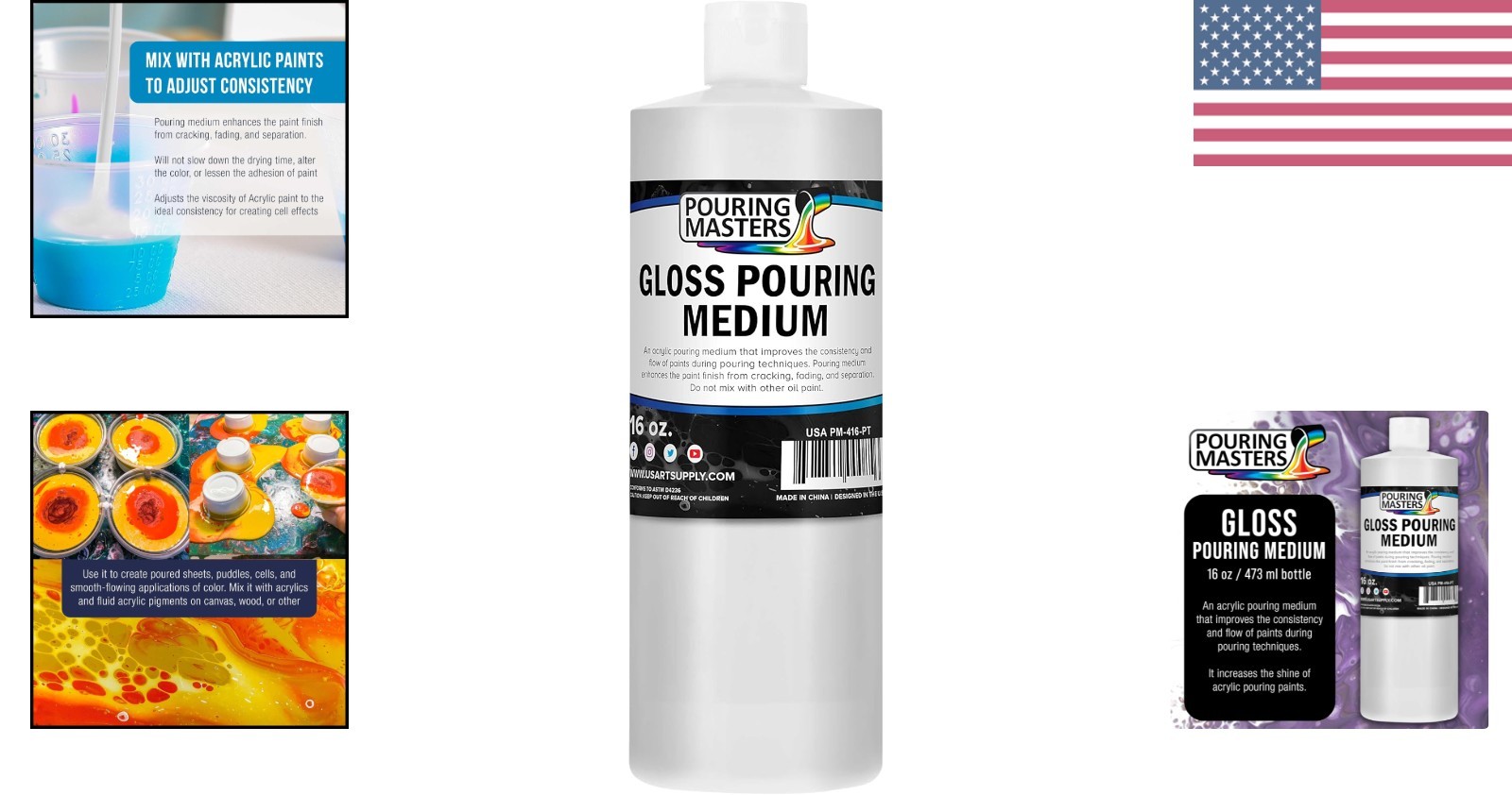 16oz Acrylic Pouring Medium – Enhances Flow, Prevents Cracking & Perfects Colors