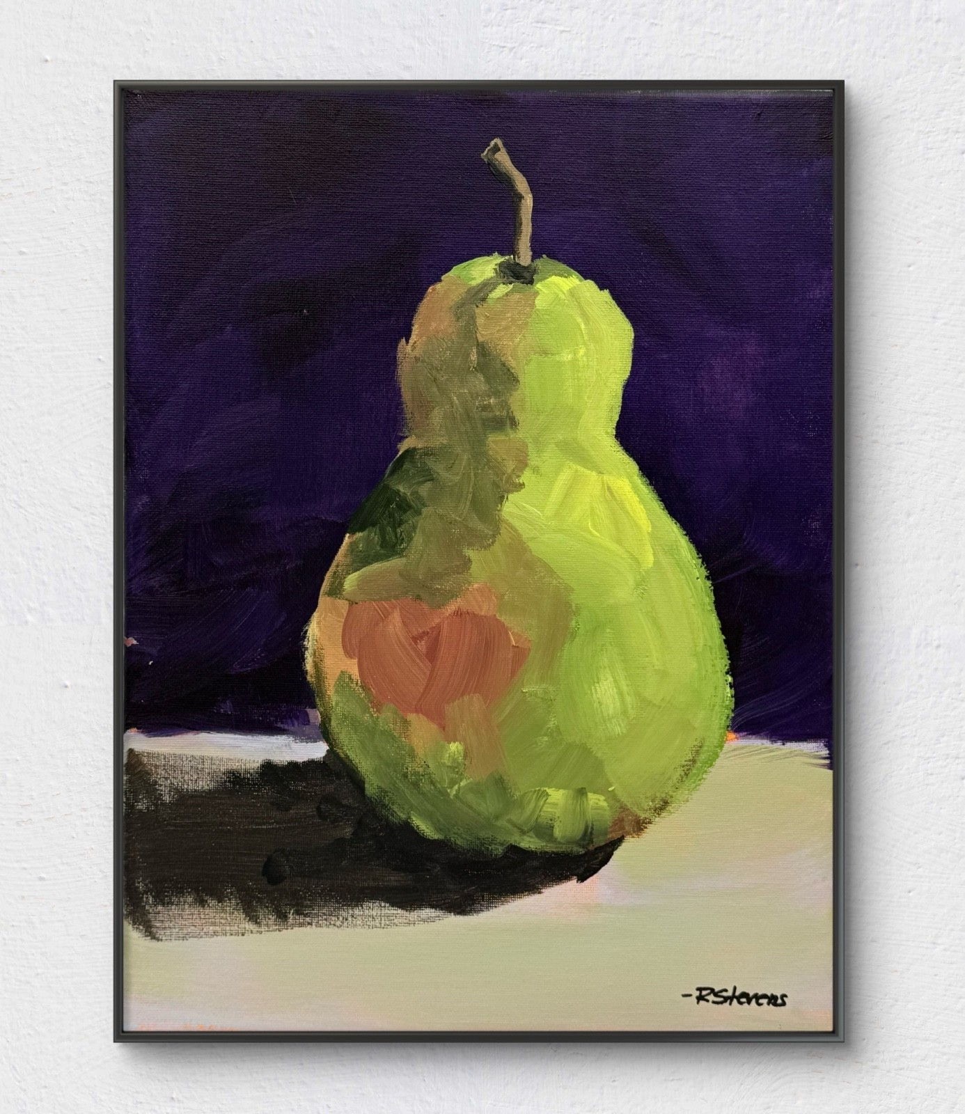 R Stevens 11×14 Original Acrylic Pear Still Life Kitchen Art
