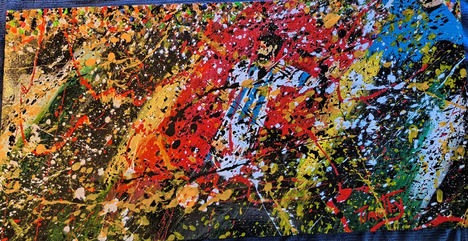 Original Acrylic Painting » Soccer Is Messy» 18″ X 36″ X 2″ By Timothy Designs
