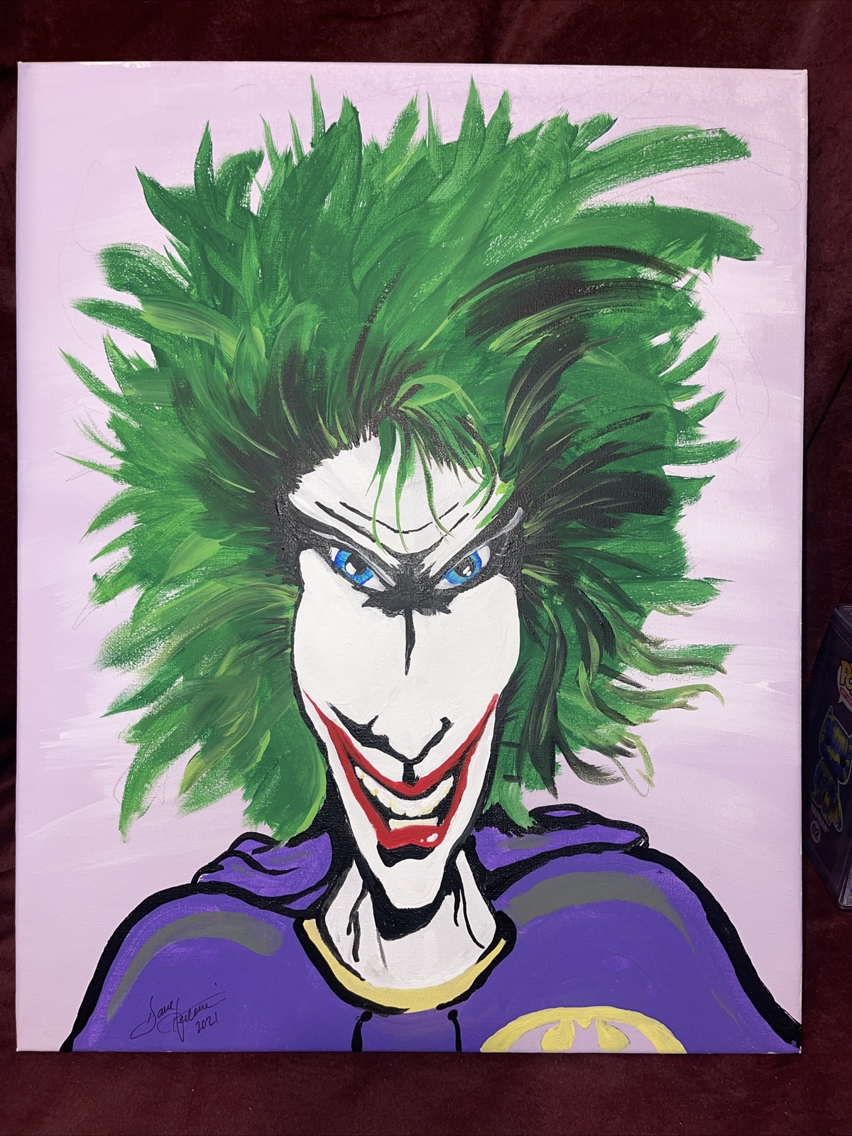 Joker 16×20 Original Painting On Canvas Signed With COA Fan Art Batman