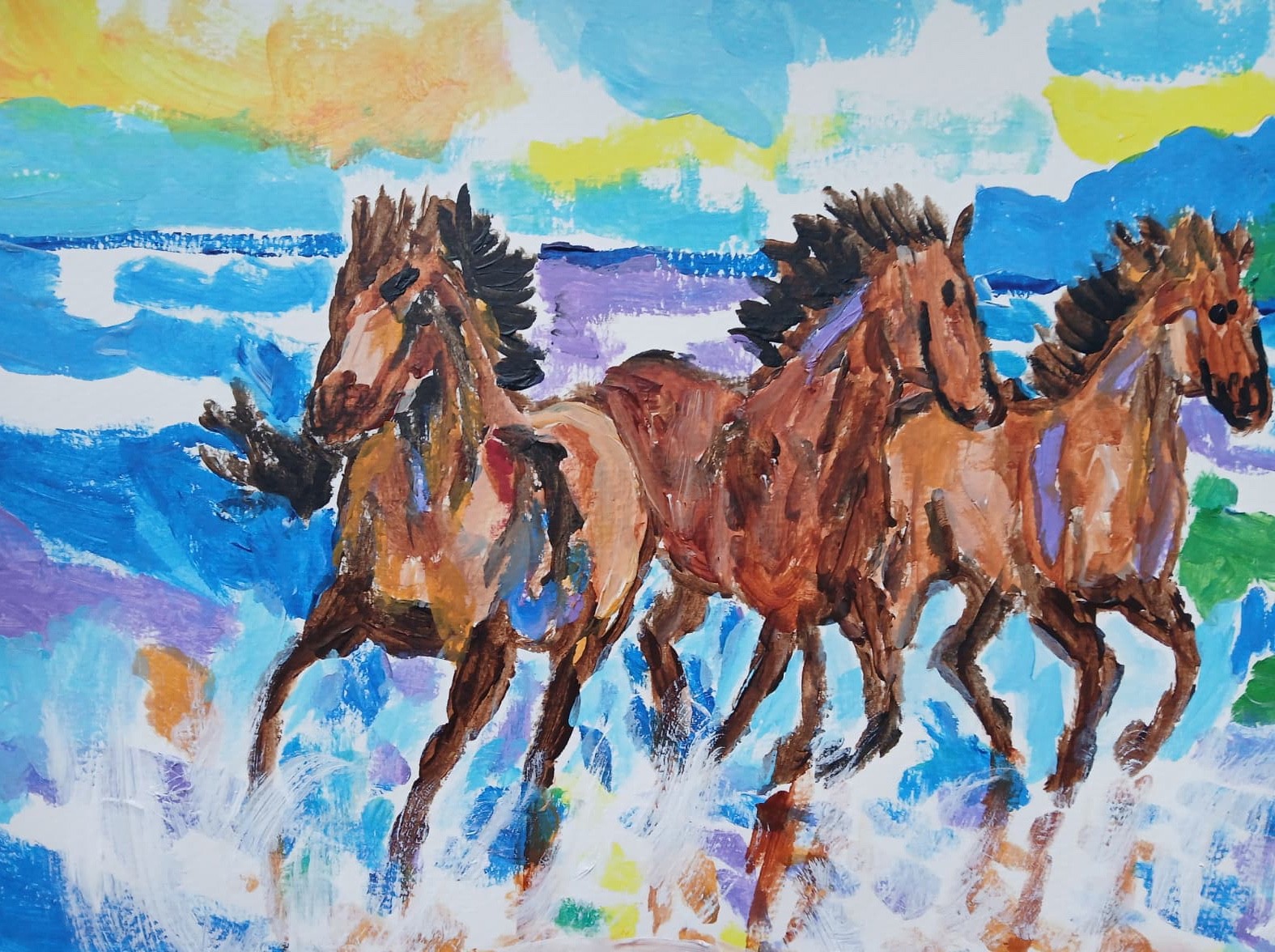 Abstract/Expressionism 11×14 Horse Waves One of a Kind Street Art Painting