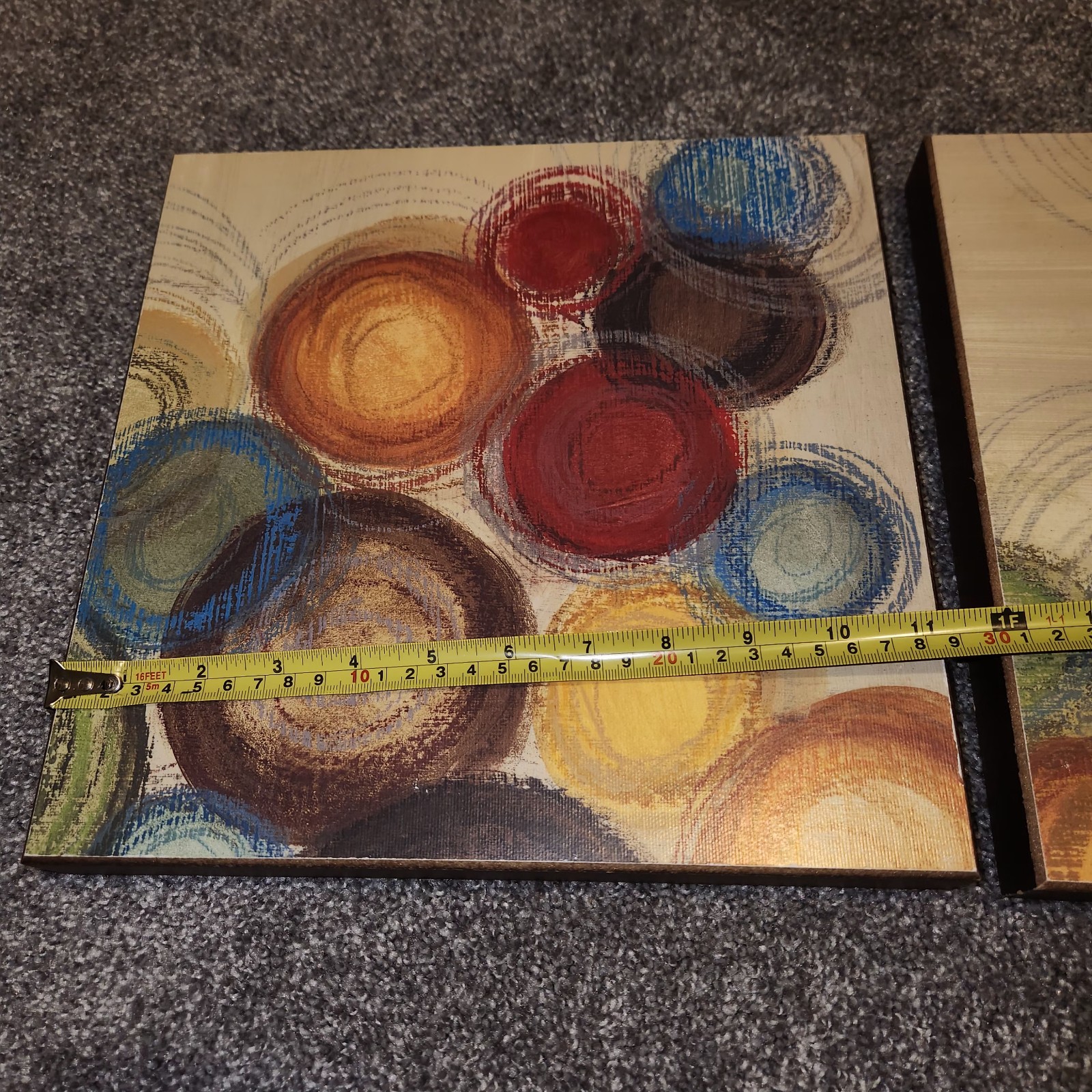 Colorful Whimsy Set Of 2 Contemporary 11 1/4 Inch Square Wood Pictures Circles
