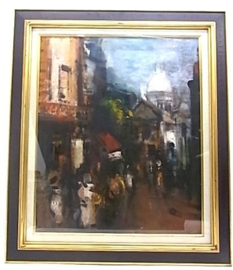 Paris Montmartre Street Scene Oil Painting European Impressionist Style Framed