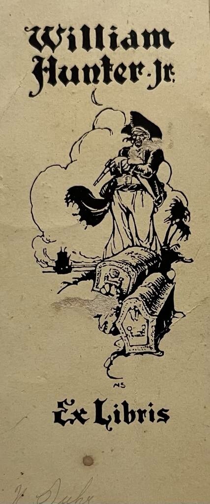 NICHOLAS F. SUHR AUSTRALIAN BOOKPLATE «FOR WILLIAM HUNTER JR» C 1930