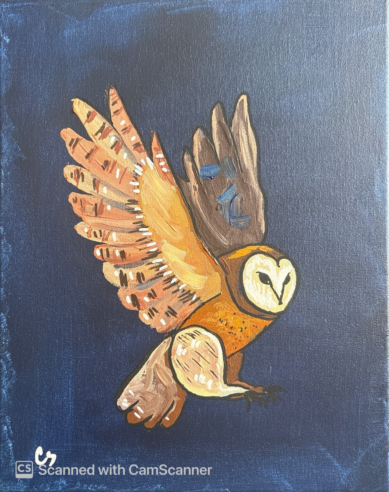 Barn Owl in Flight Original Acrylic Painting 11×14 Signed Canvas Art