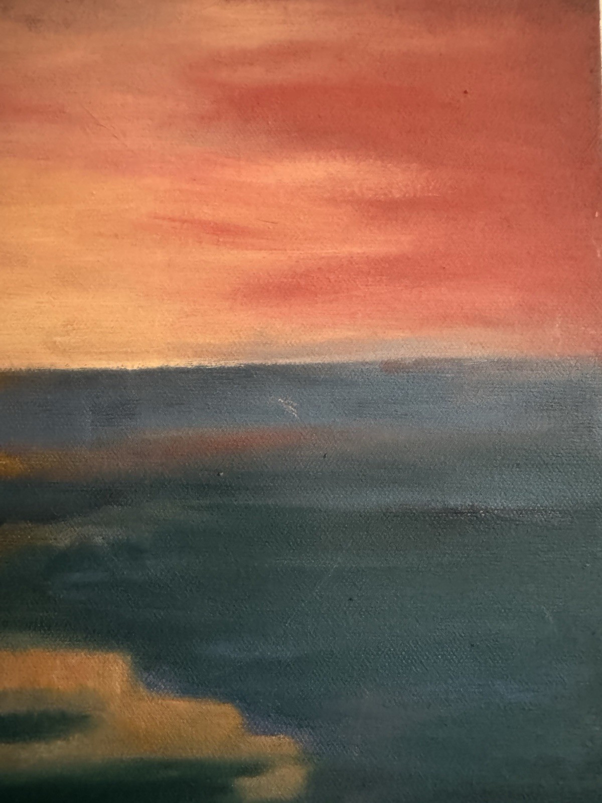 Original Sunset Over Charles River Painting 16×12 Canvas Signed & Dated 2010