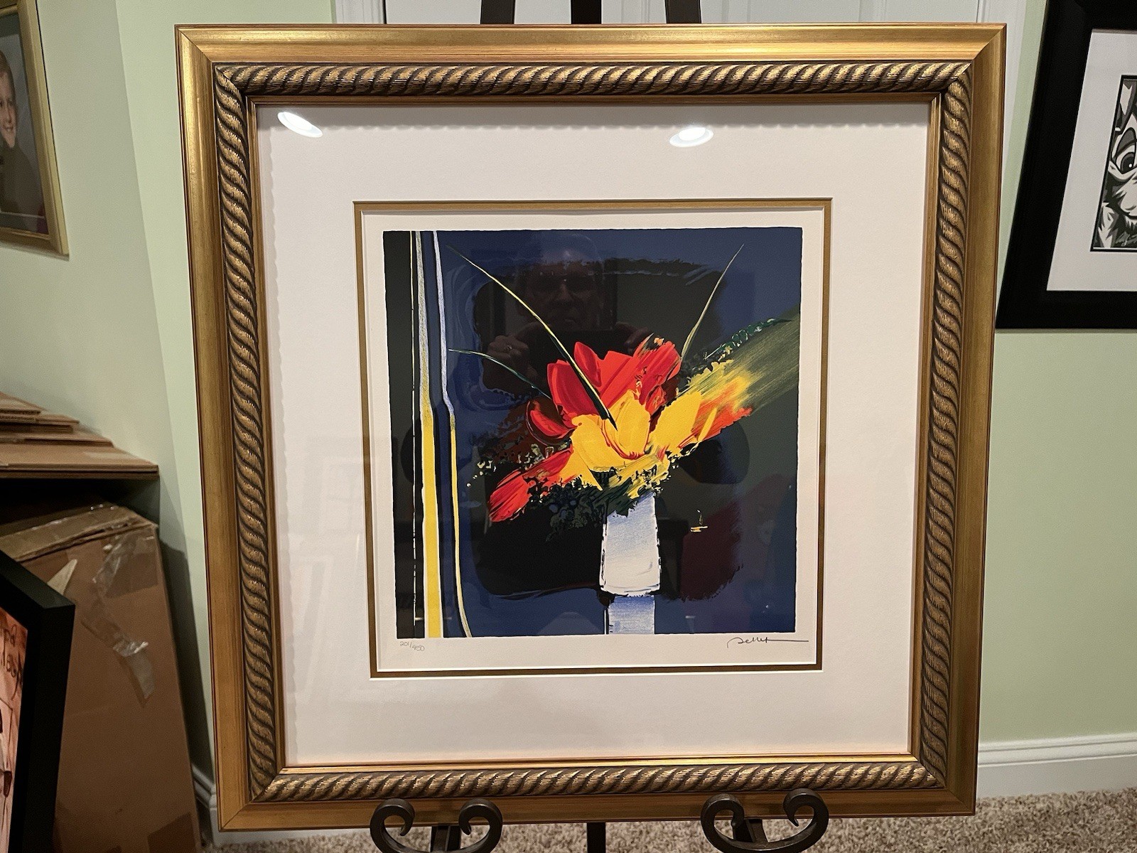 Fabulous Emile Bellet Color Lithograph Titled E’Claterent Floral. Museum Framed