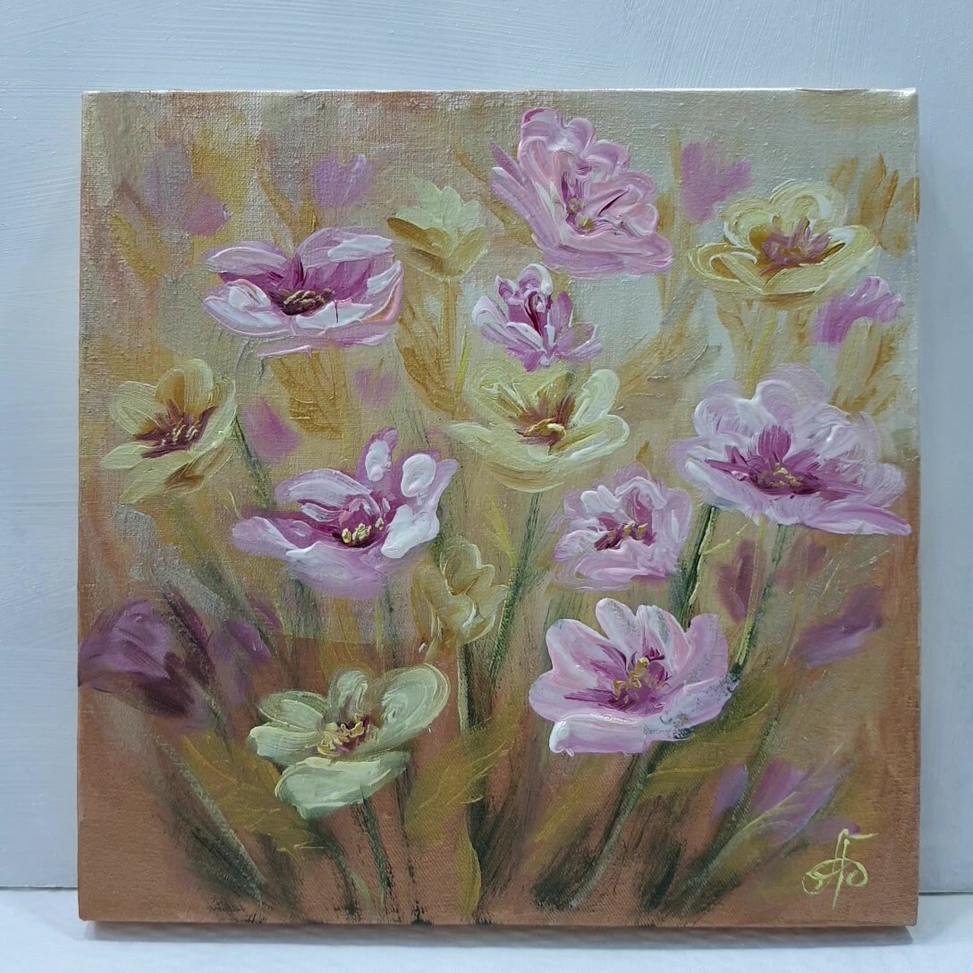 Original Flowers Hand Painted Artwork Home Decor Gift Wall Art Ukrainian Artist