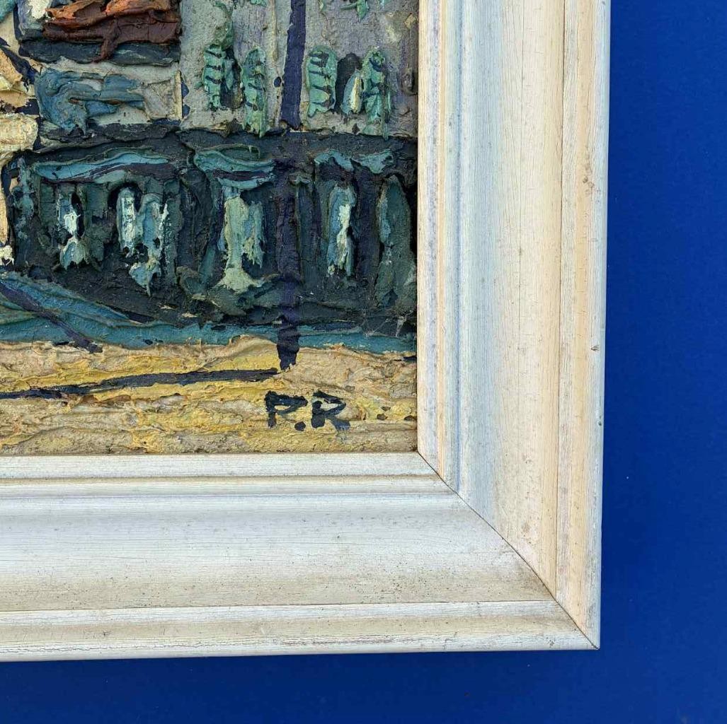 Preben Rasmussen (1919). Parisian View with figures. Bold Impasto. 1950s. COA.