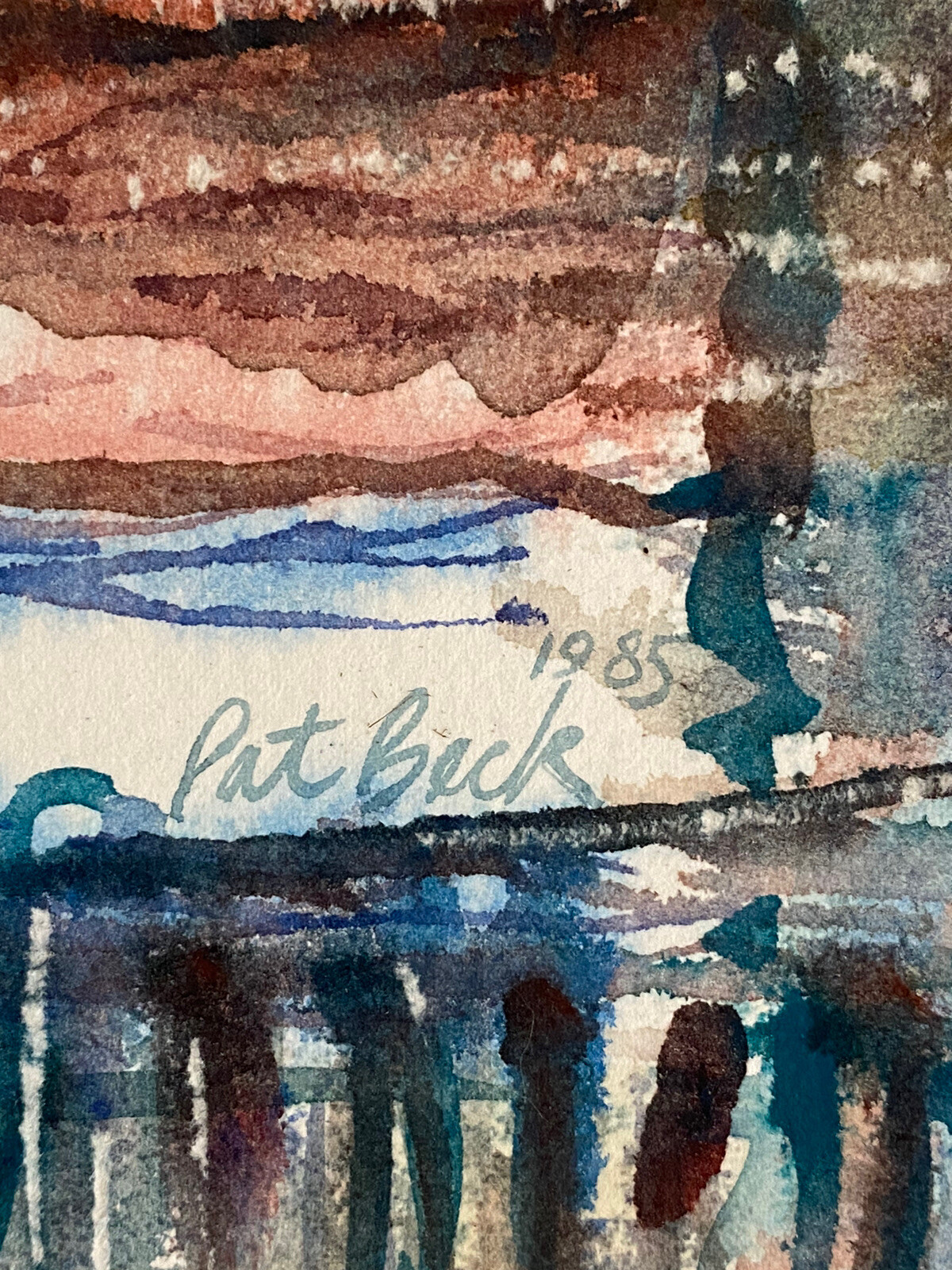 Pat Beck Ca. VTG Impressionism MOD Abstract Study Southwestern Textile Painting
