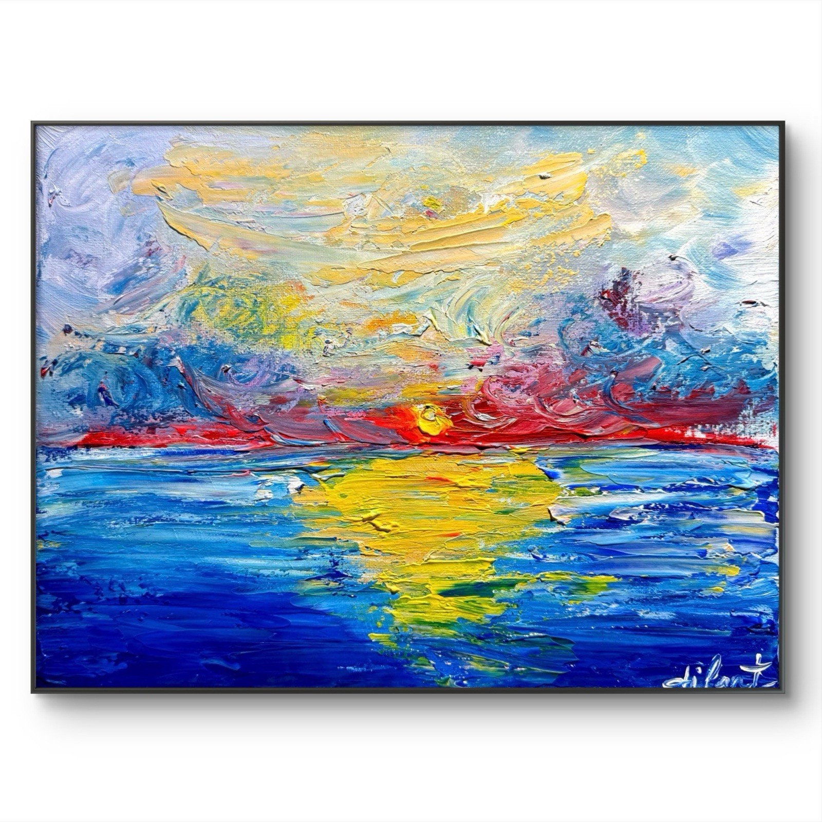 Ocean Sunrise Original Art 14×11 Canvas Art Impressionist Home Decor Fine Art