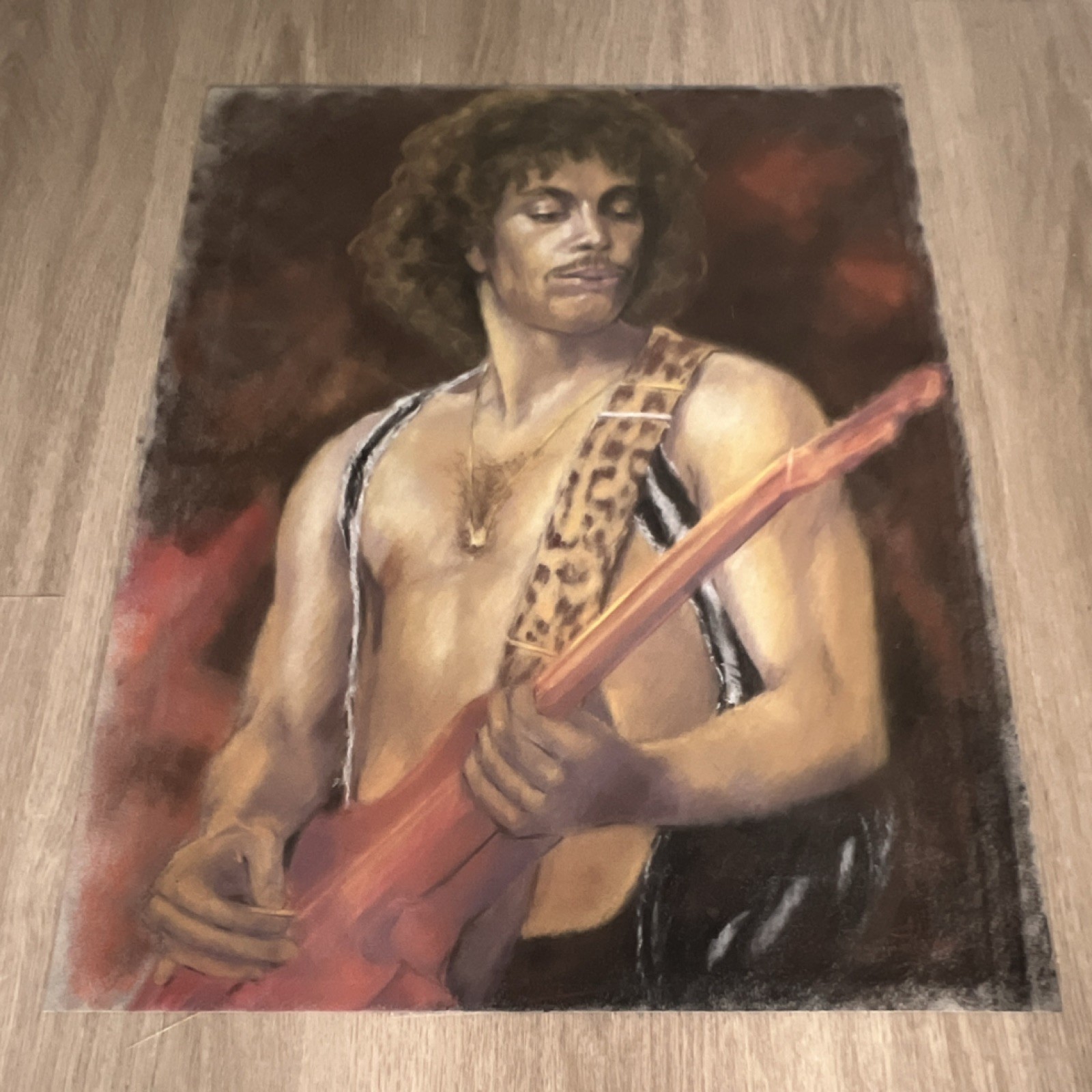 Original Helen Shaw Realism Painting Jimi Hendrix Signed 1970 19.5” x25.5”