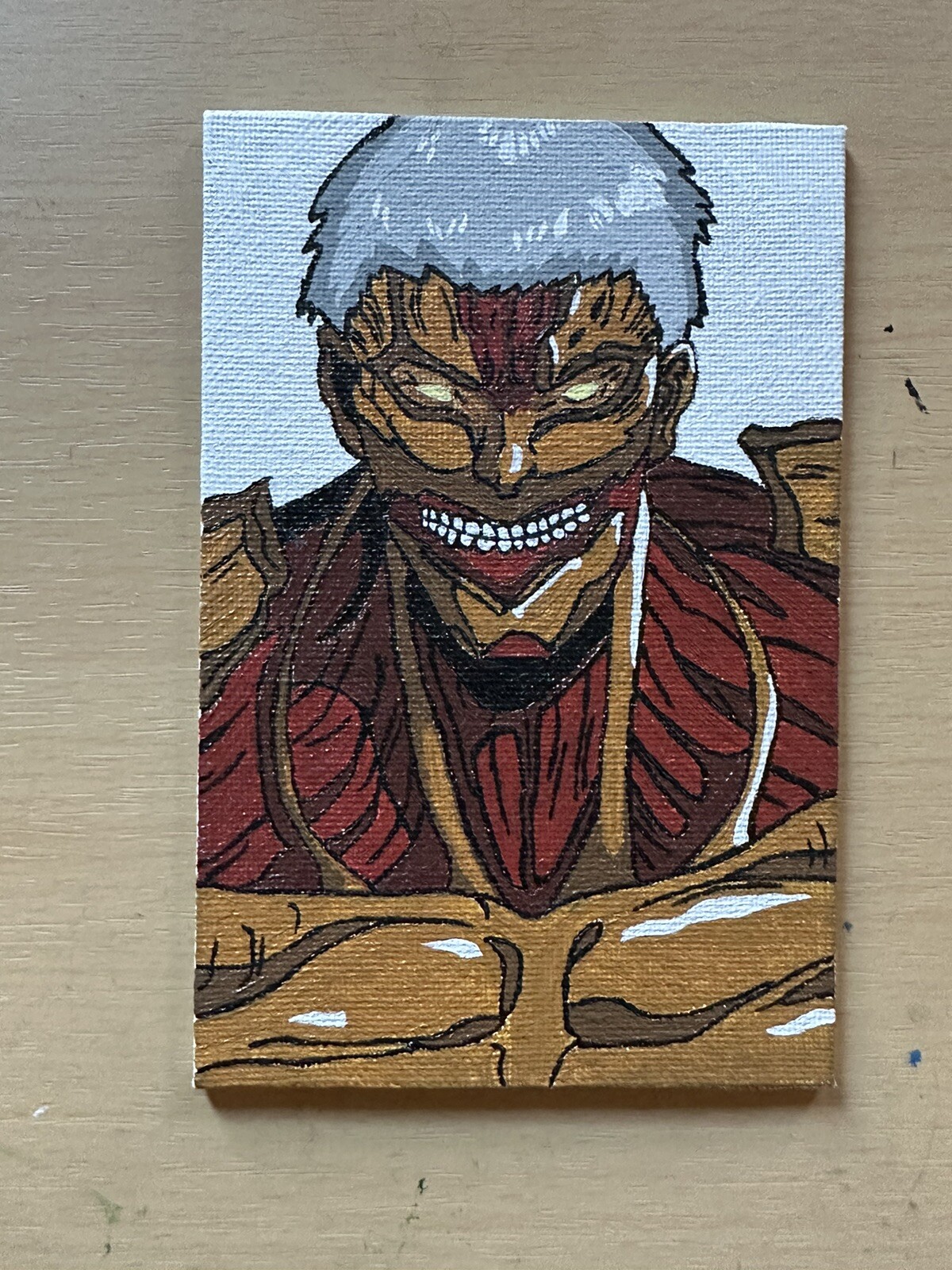 4×6 Inch Armored Titan Acrylic Painting on Flat Canvas Panel