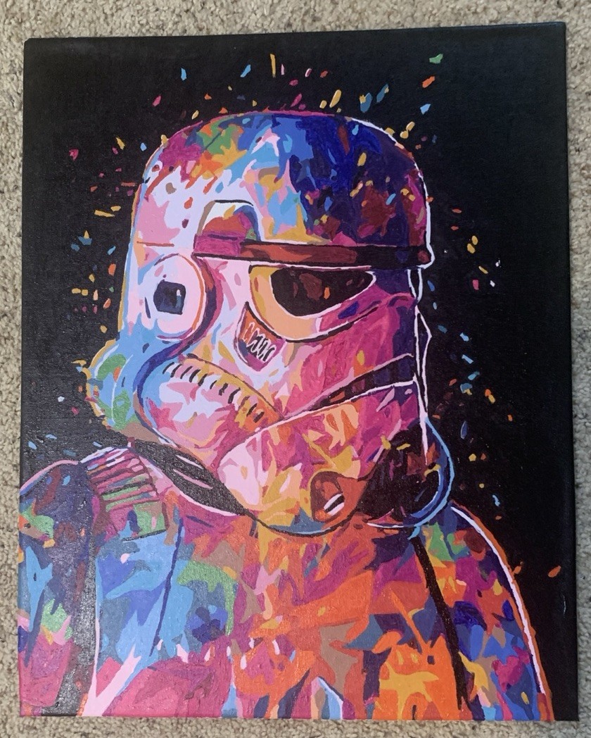 Storm Trooper Fan Art 16X20 Original Painting Expressionism Star Wars Colorful