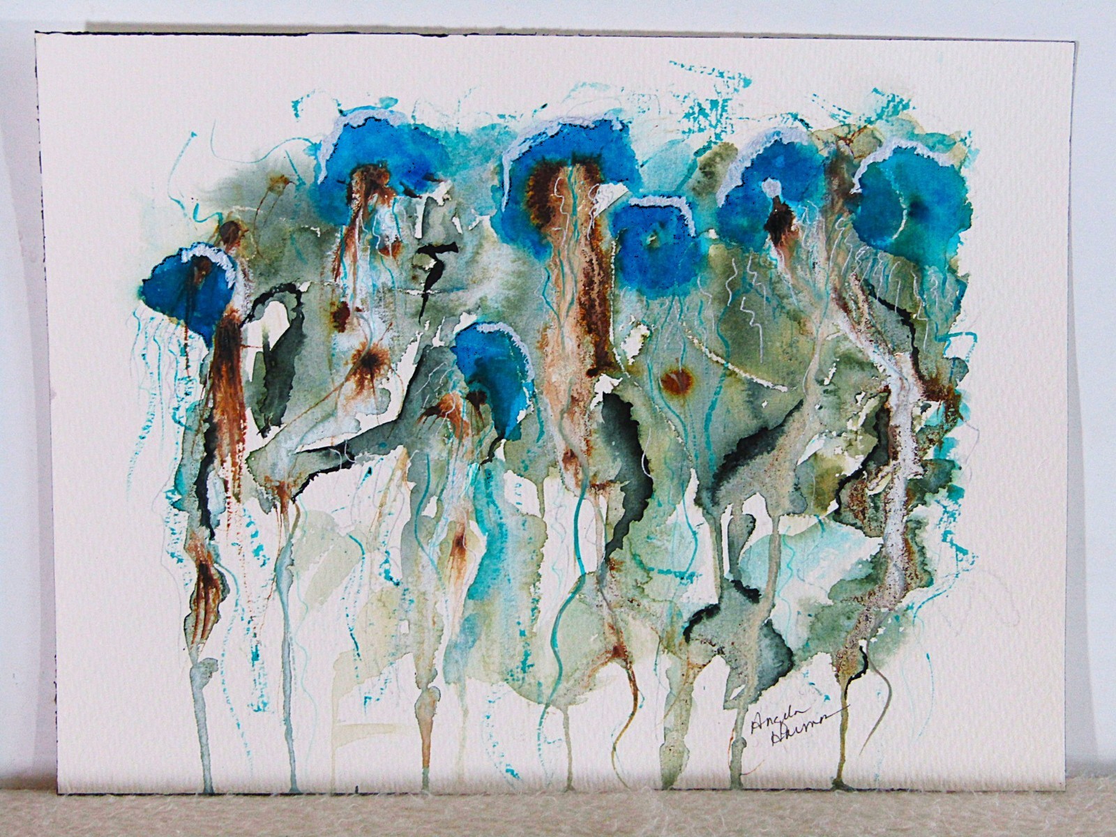 » Floating Jellie Fish » Watercolor – OOAK painting.