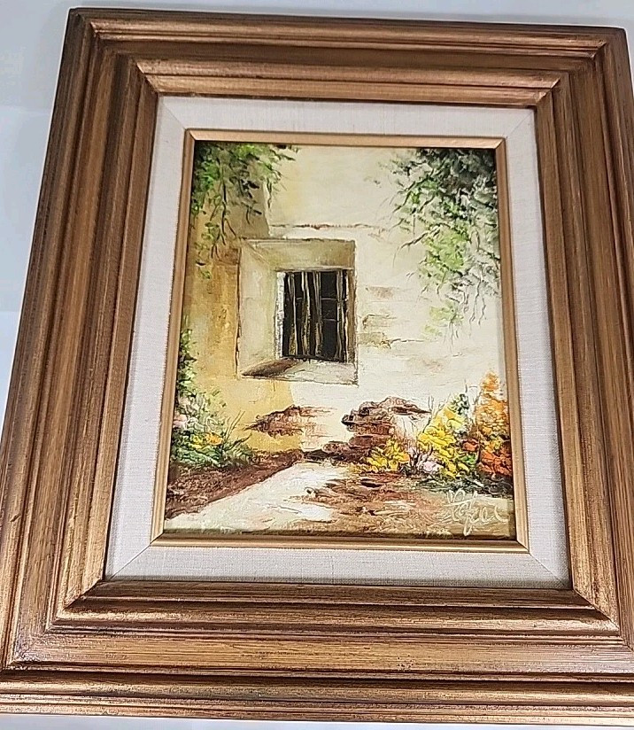 Vtg Original Oil Painting Canvas Framed Impressionist Old World Architecture