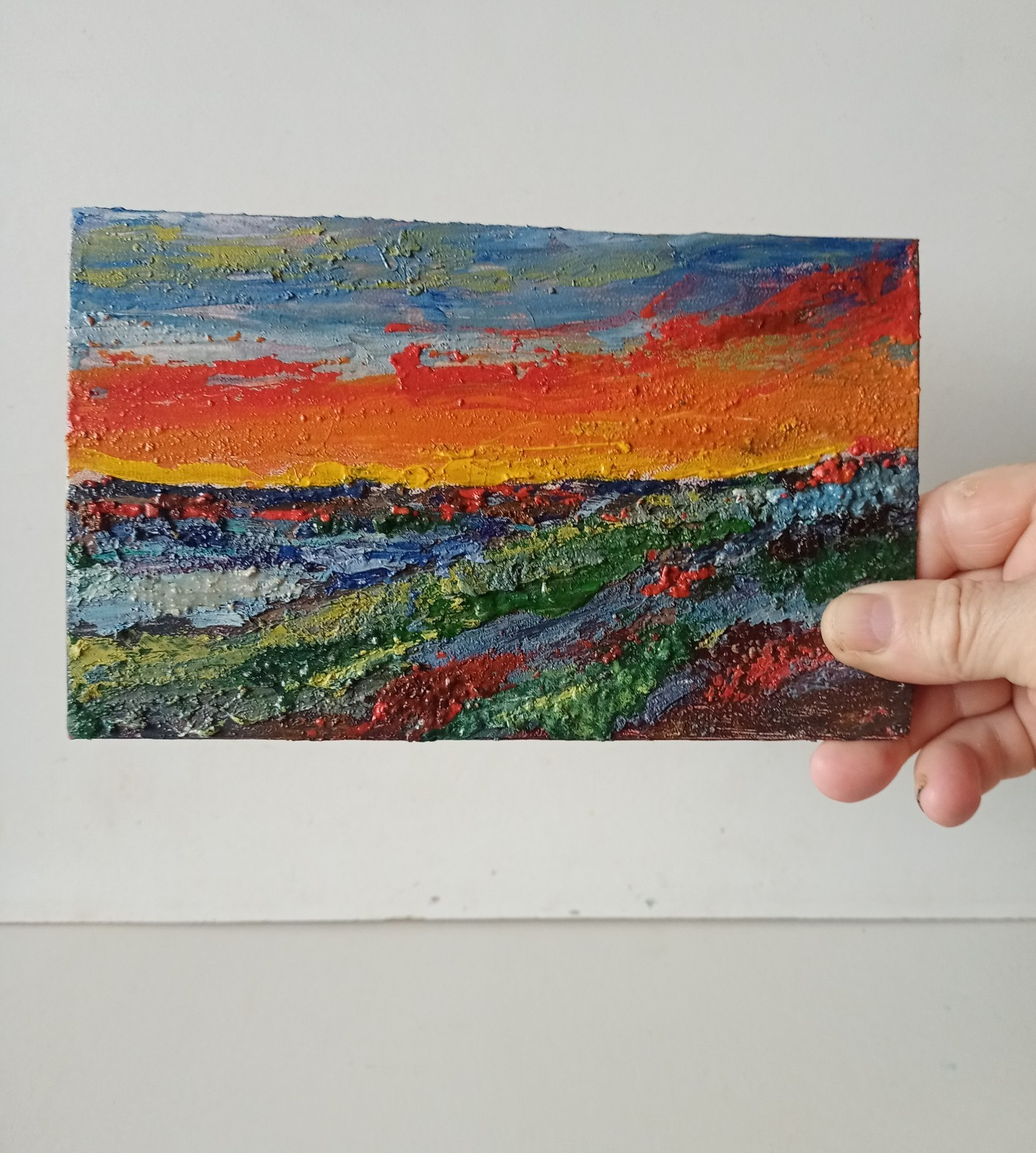 EveningImpasto Painting Original Art Impression Oil Painting 4.9 x 8 in